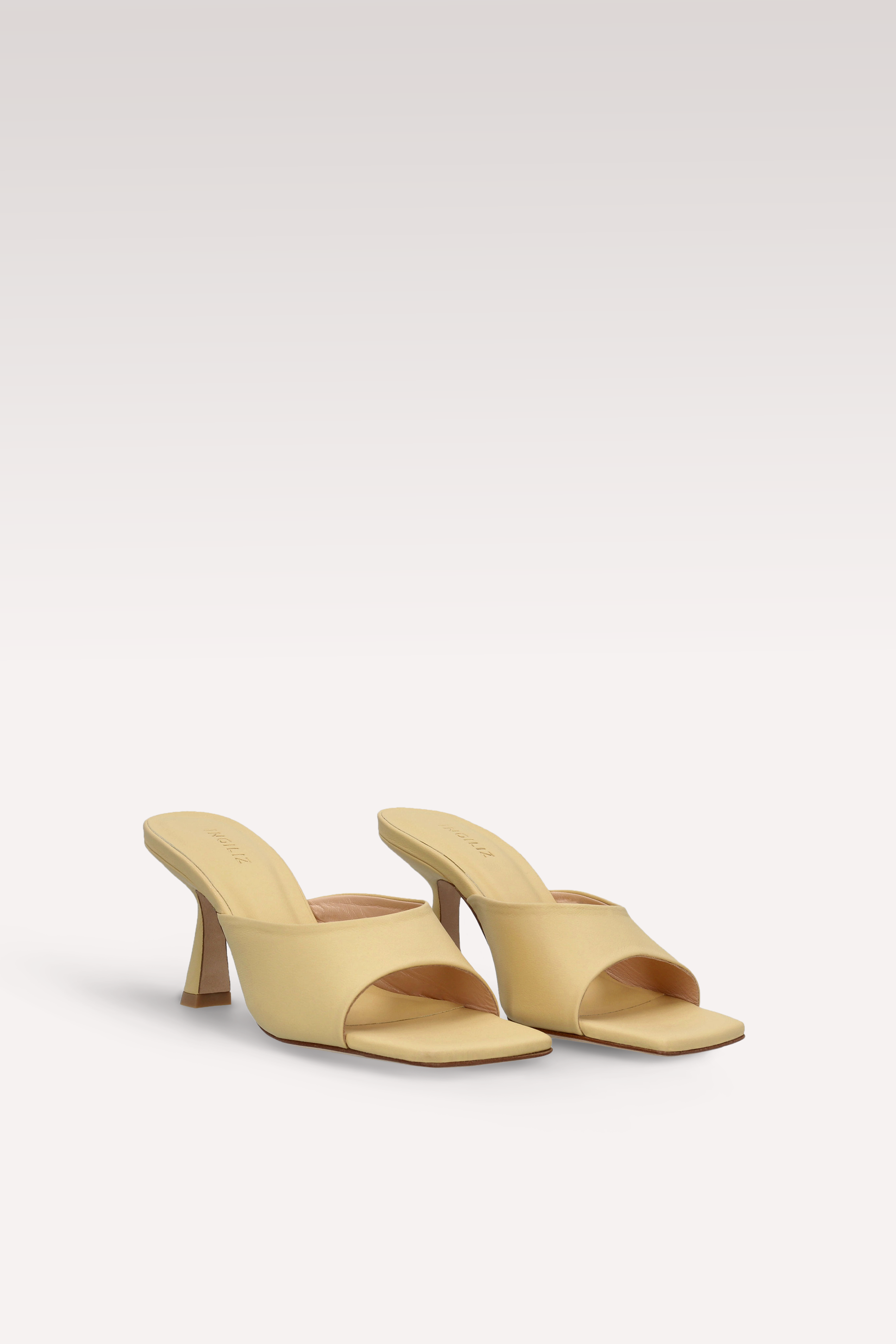 RENY PASTEL YELLOW SMOOTH LEATHER MULES