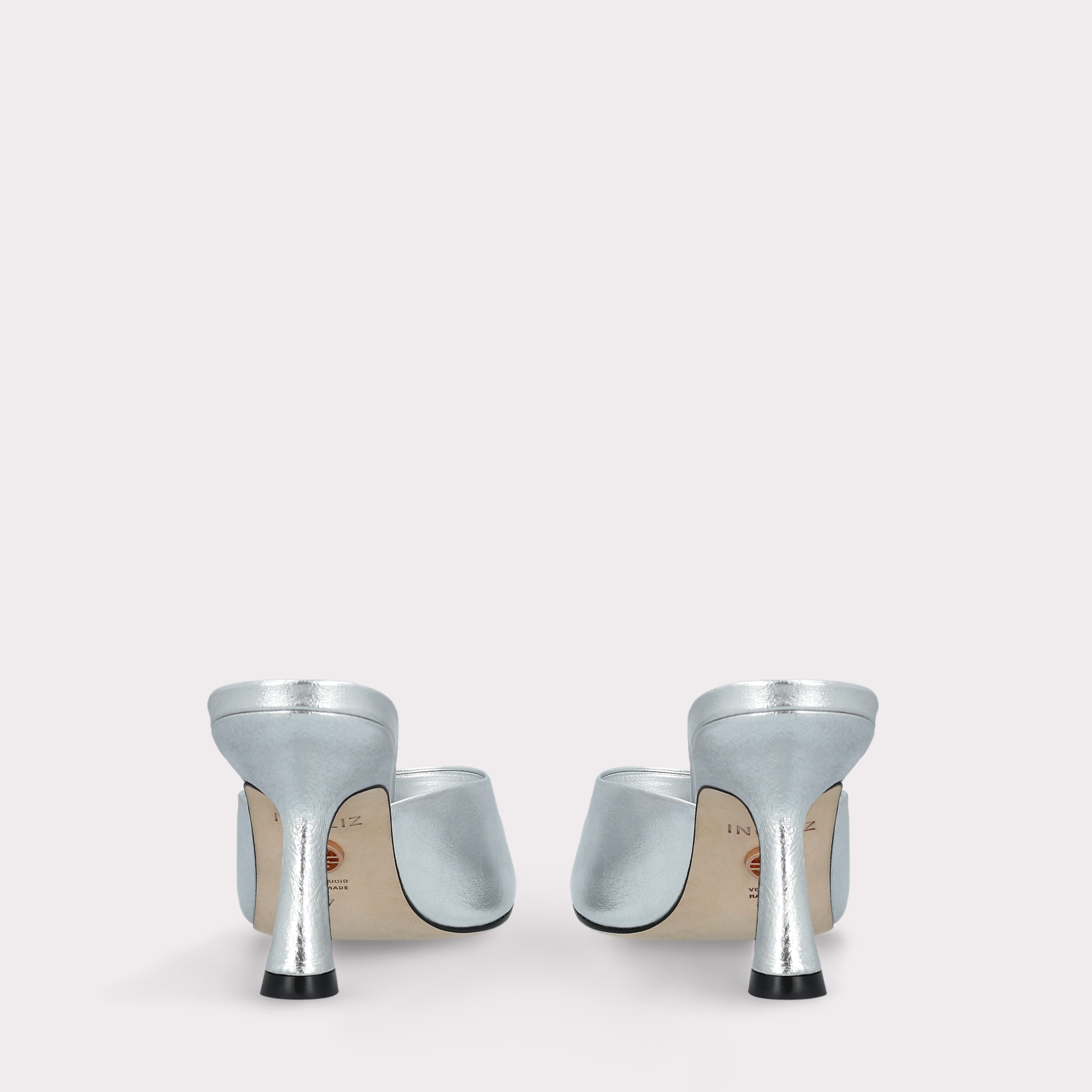 RENY SILVER METALLIC LEATHER MULES