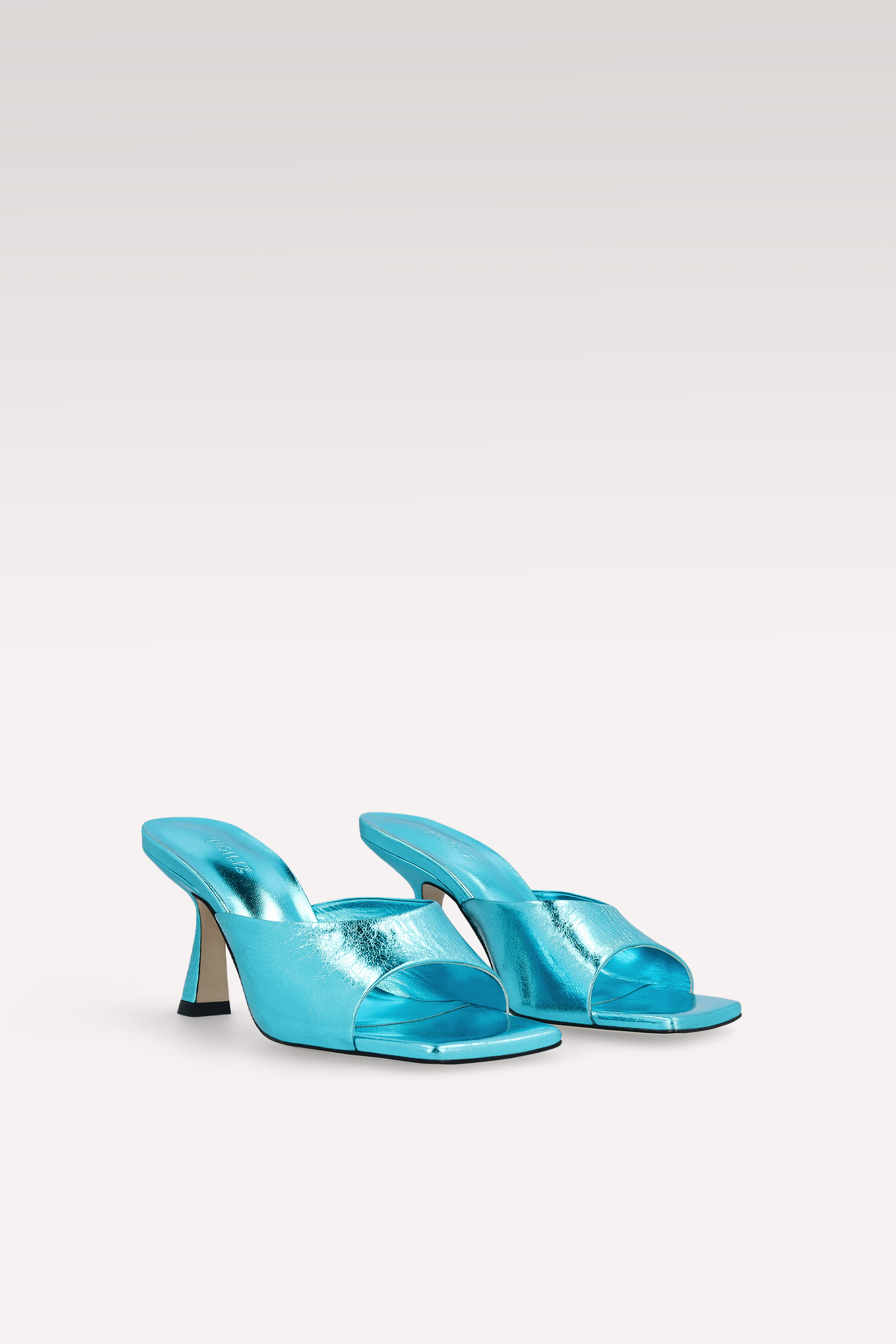 RENY BLUE METALLIC LEATHER MULES