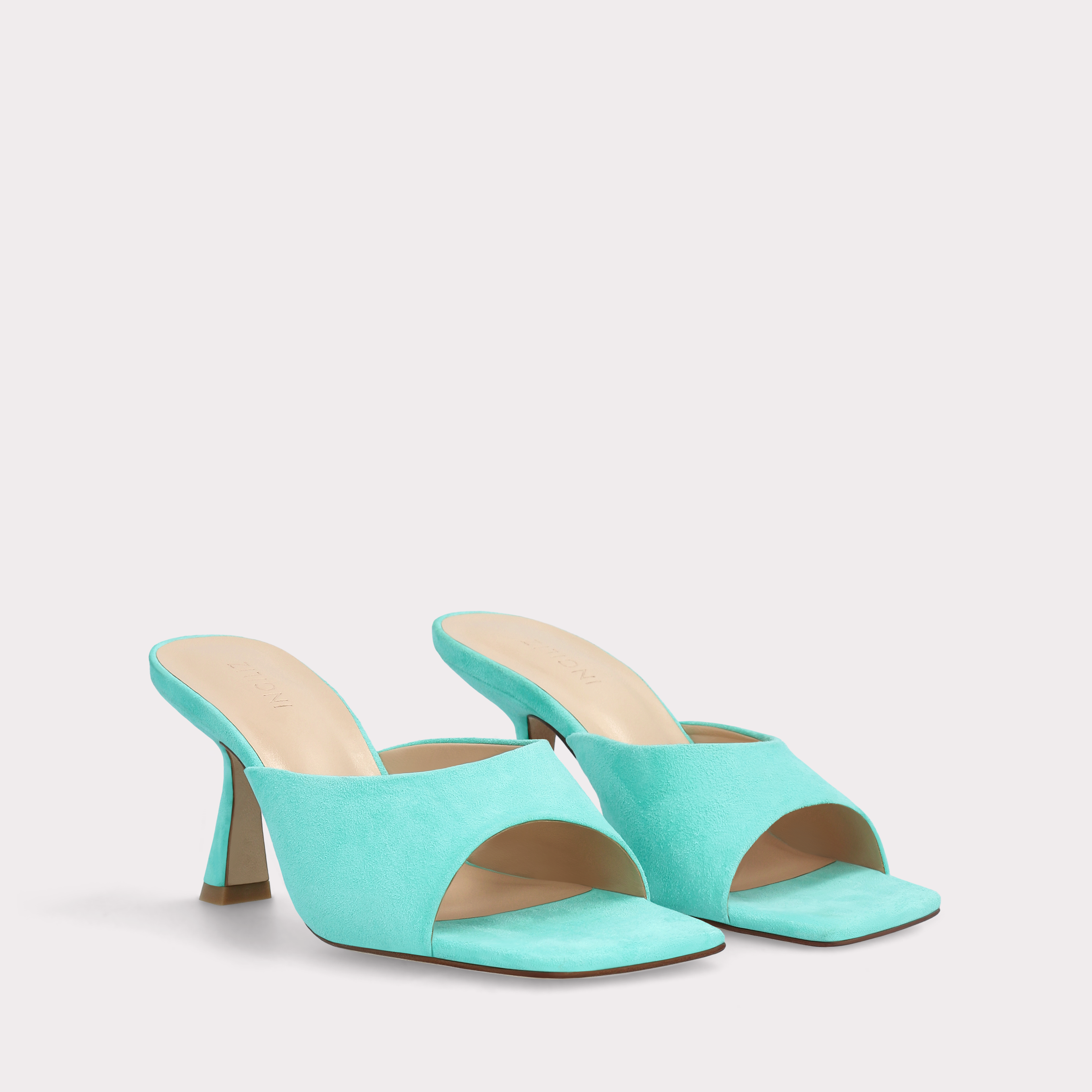 RENY TURQUOISE SUEDE LEATHER MULES