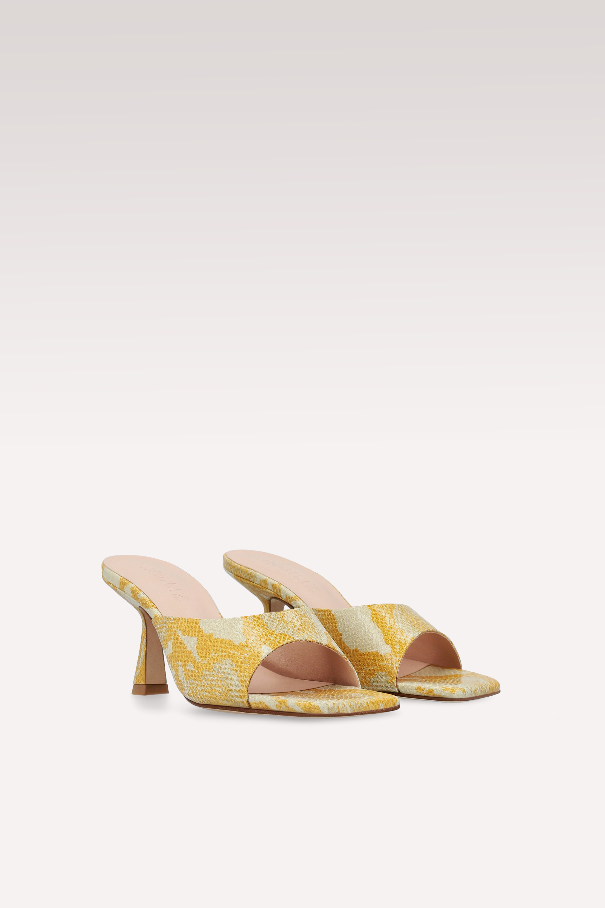 RENY SUNNY YELLOW PYTHON PRINTED LEATHER MULES