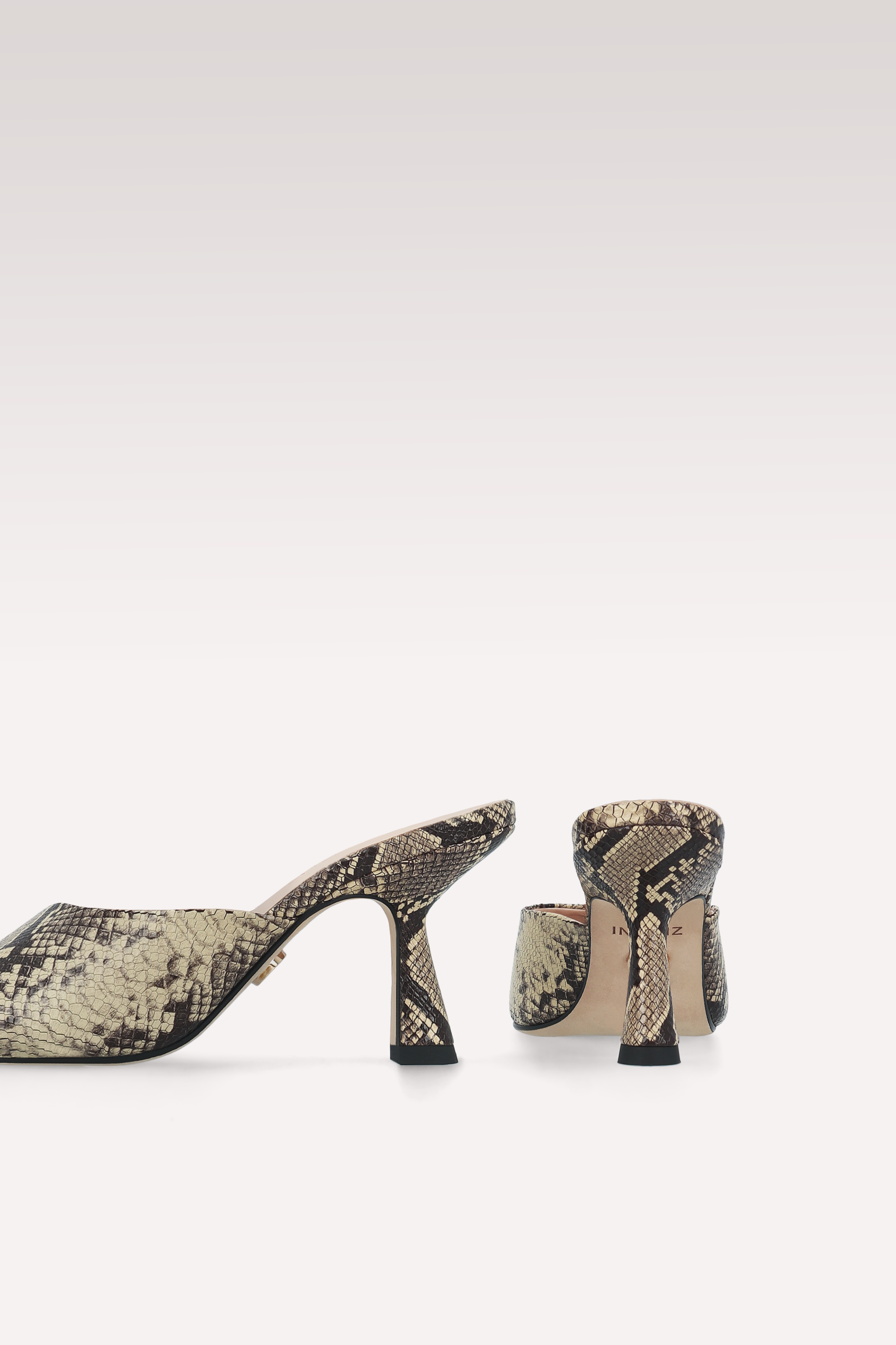 RENY SAND PYTHON PRINTED LEATHER MULES