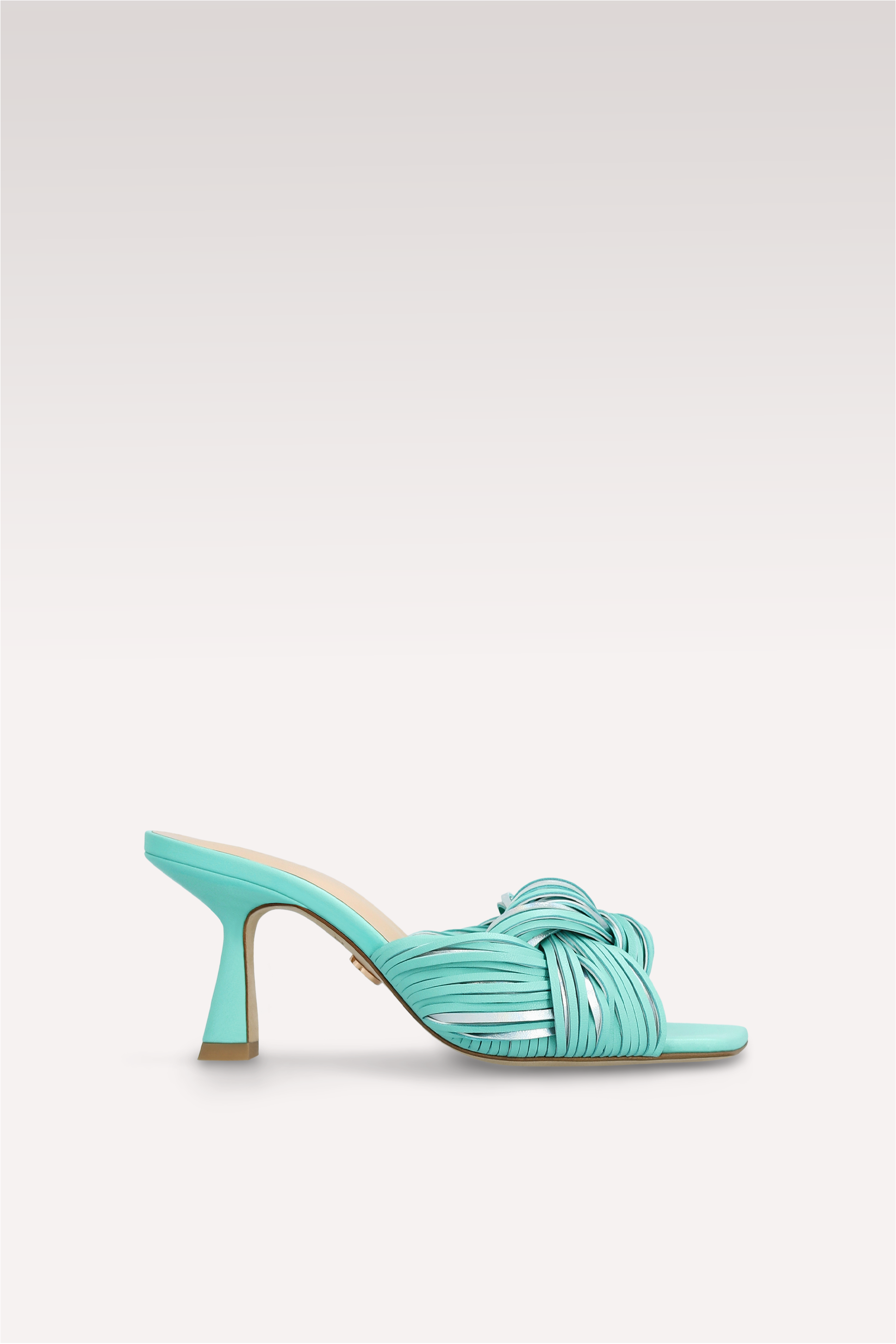 REESE ICE GREEN NAPPA AND SILVER METALLIC LEATHER MULES