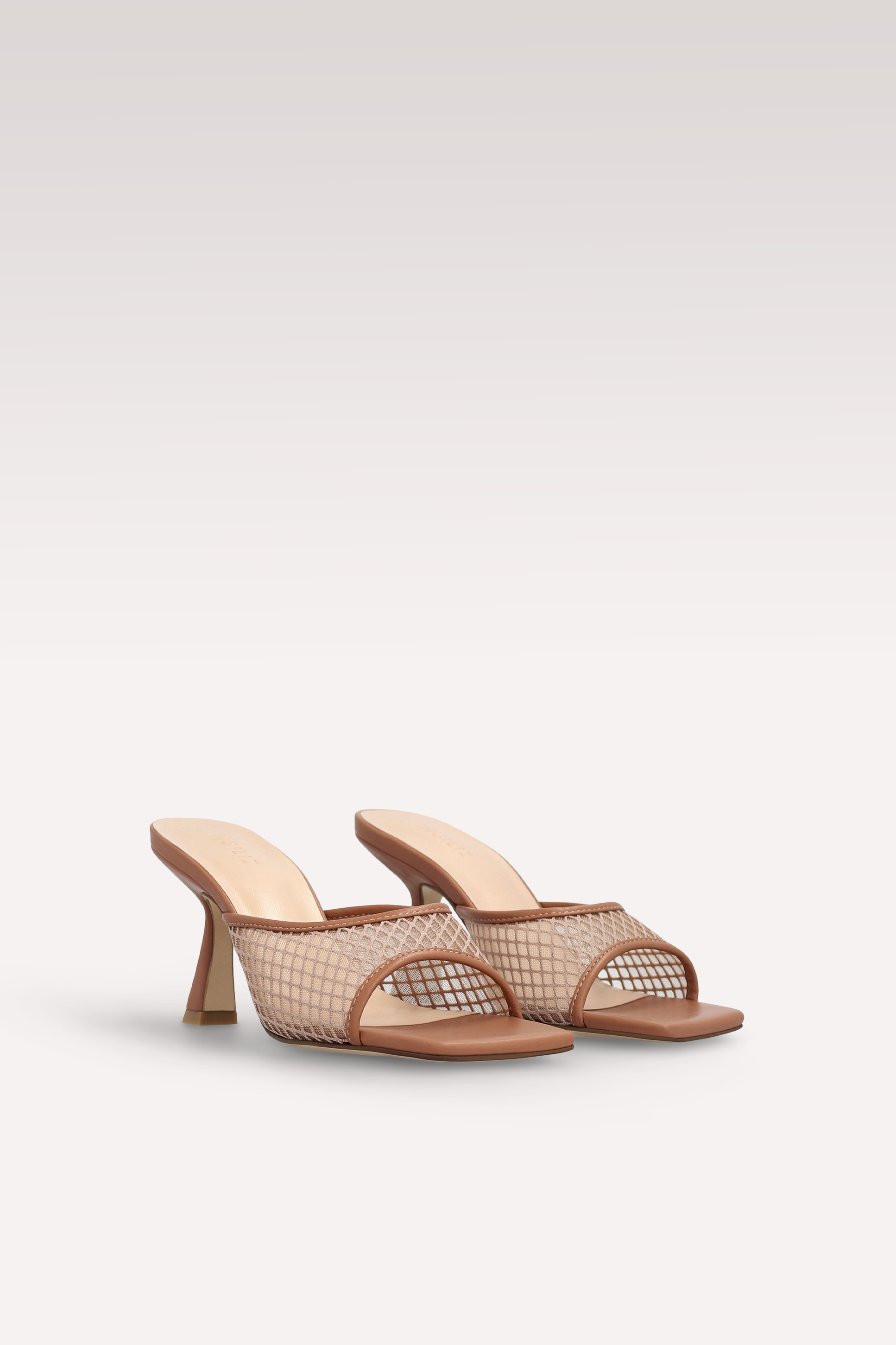 REY BROWN LEATHER AND MESH MULES