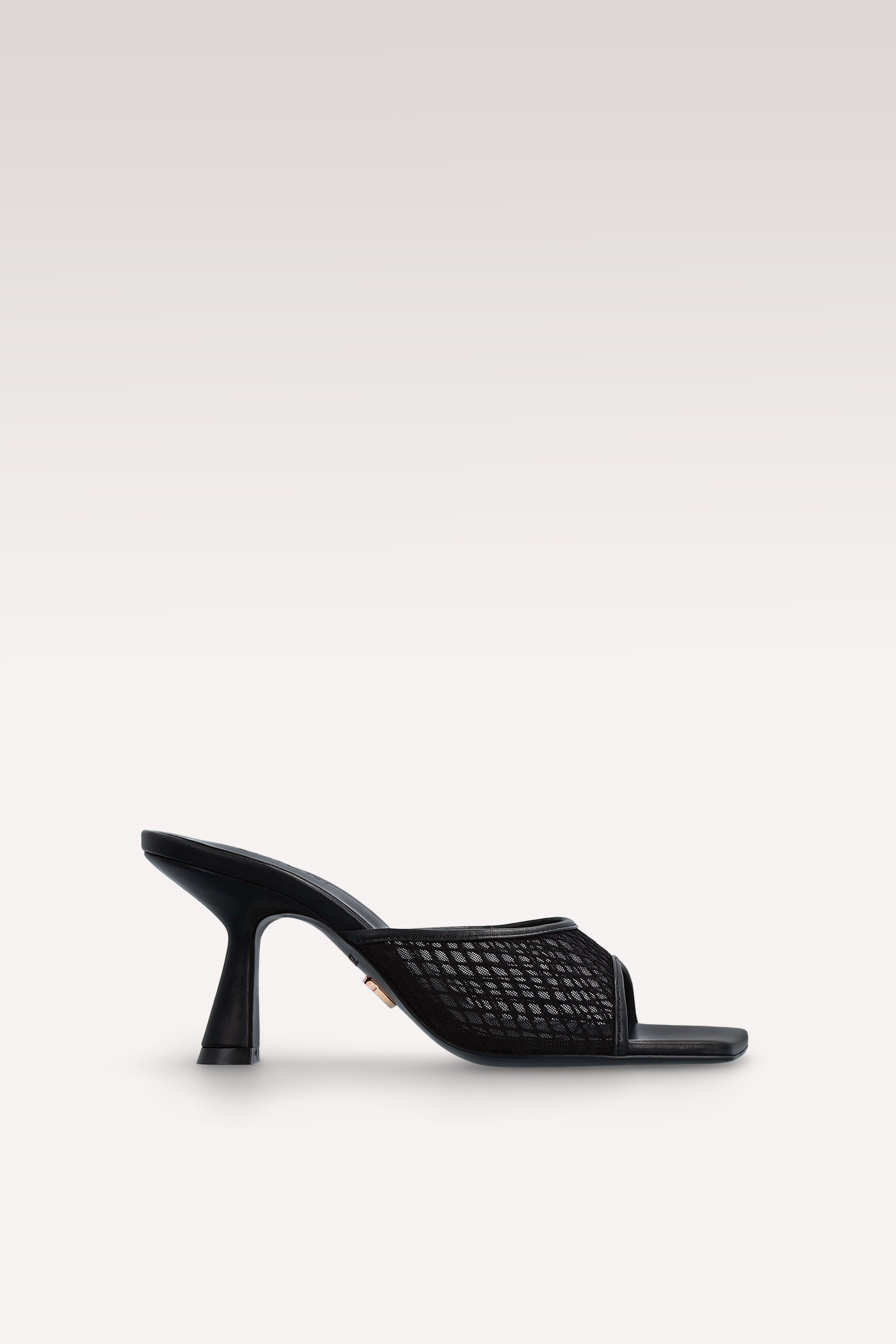 REY BLACK LEATHER AND MESH MULES