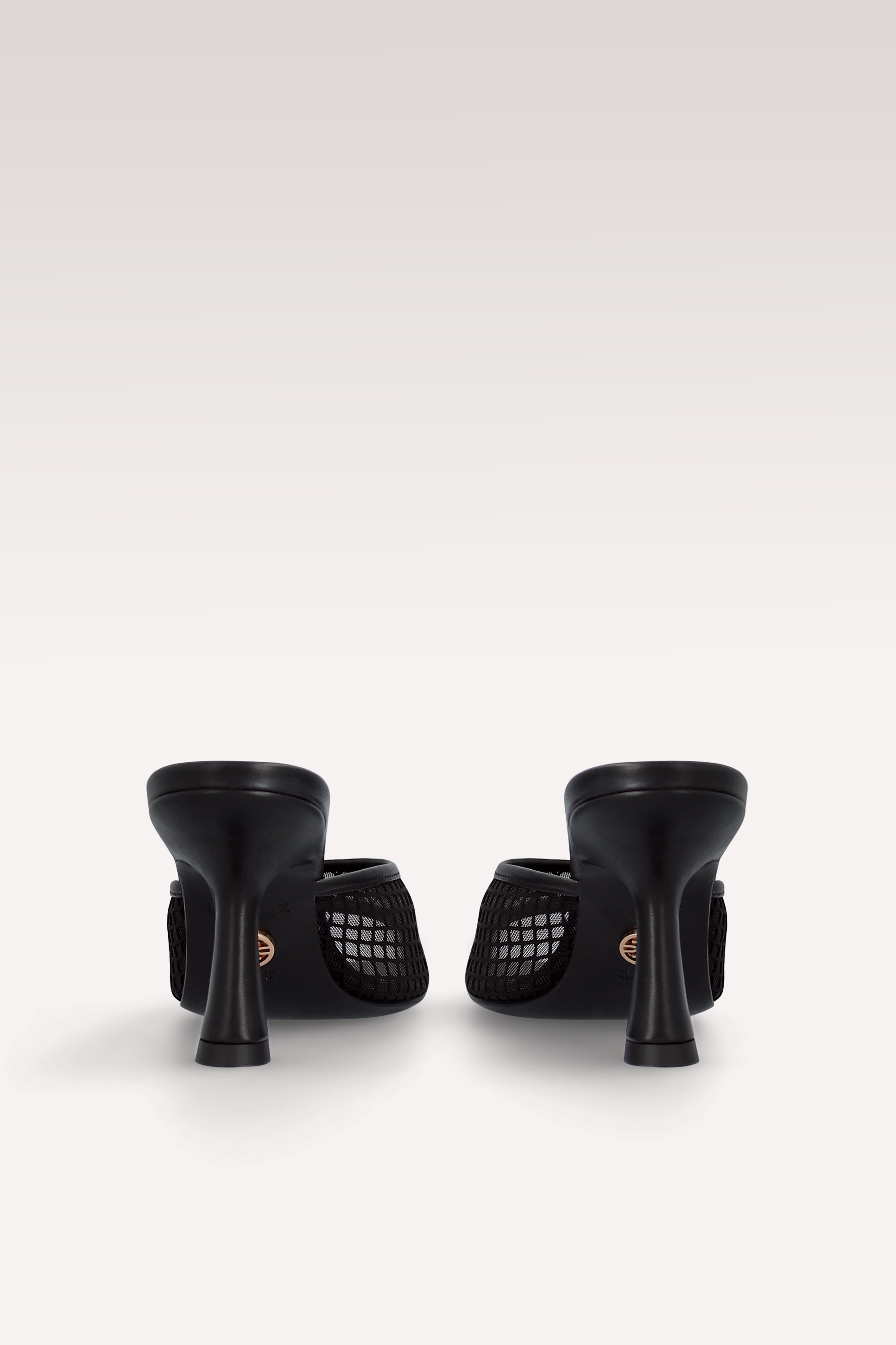 REY BLACK LEATHER AND MESH MULES