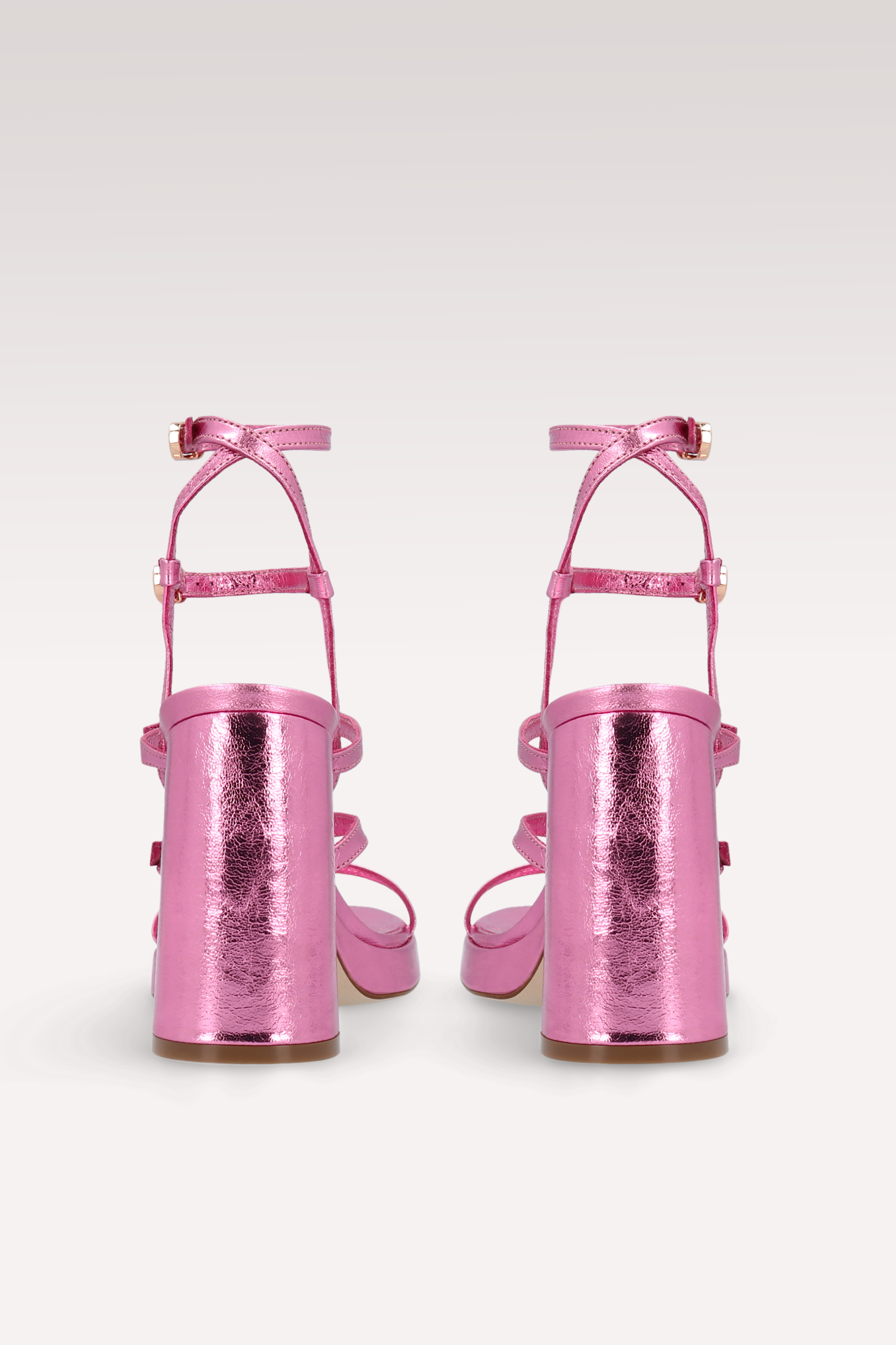 RITA PINK METALLIC LEATHER PLATFORM SANDALS