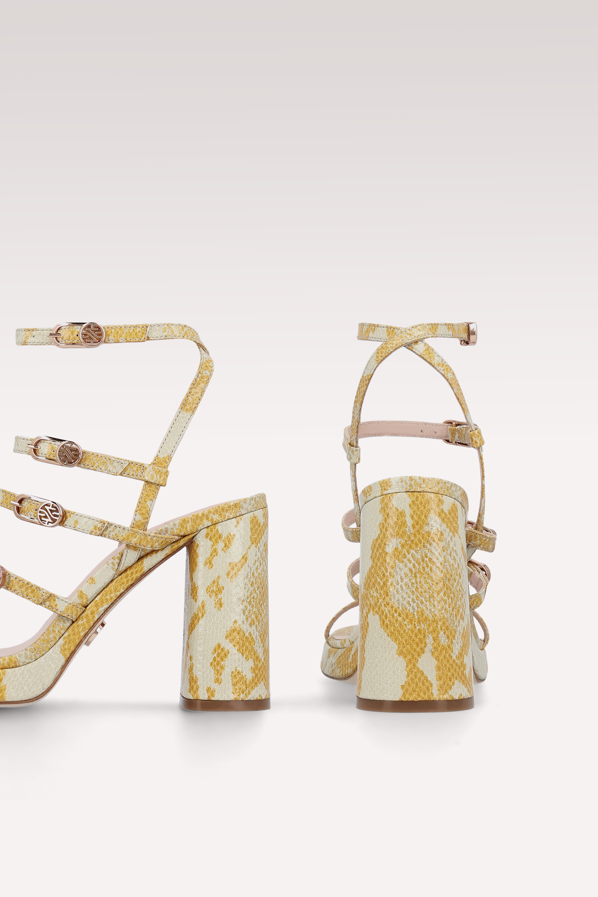 RITA YELLOW PRINT LEATHER PLATFORM SANDALS