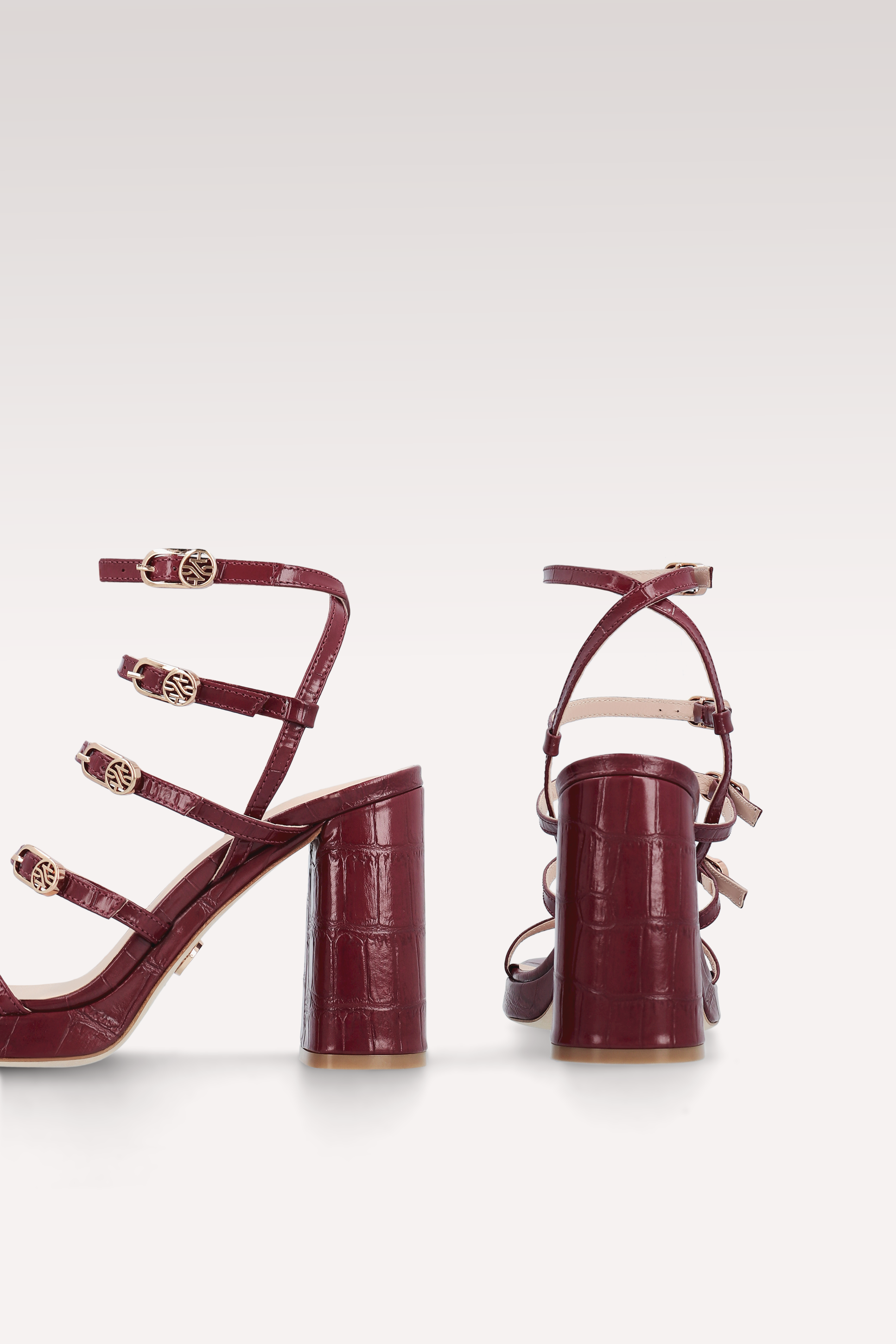 RITA BURGUNDY LEATHER PLATFORM SANDALS