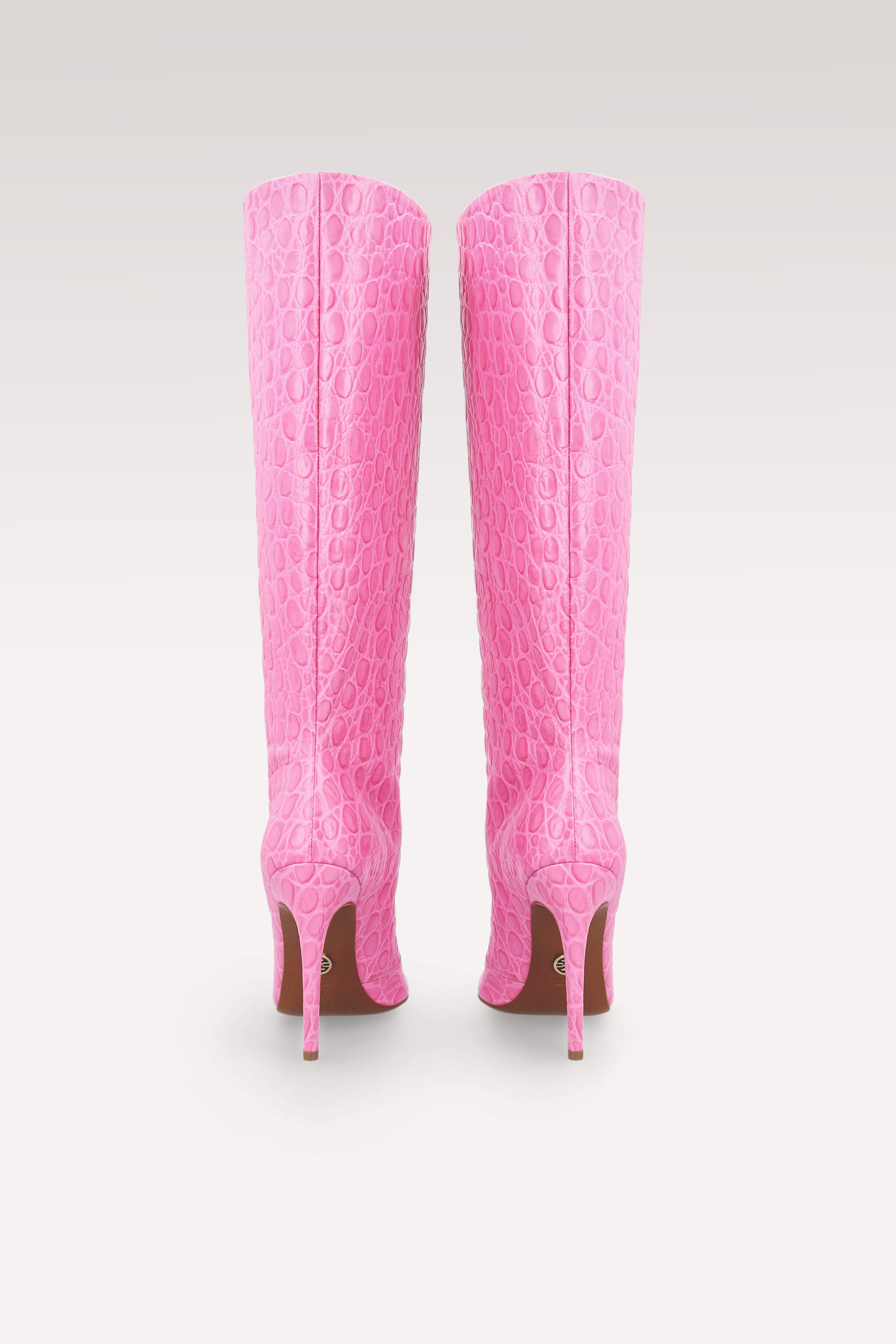 ANASTASIA 02 PINK CROCO EMBOSSED LEATHER BOOTS