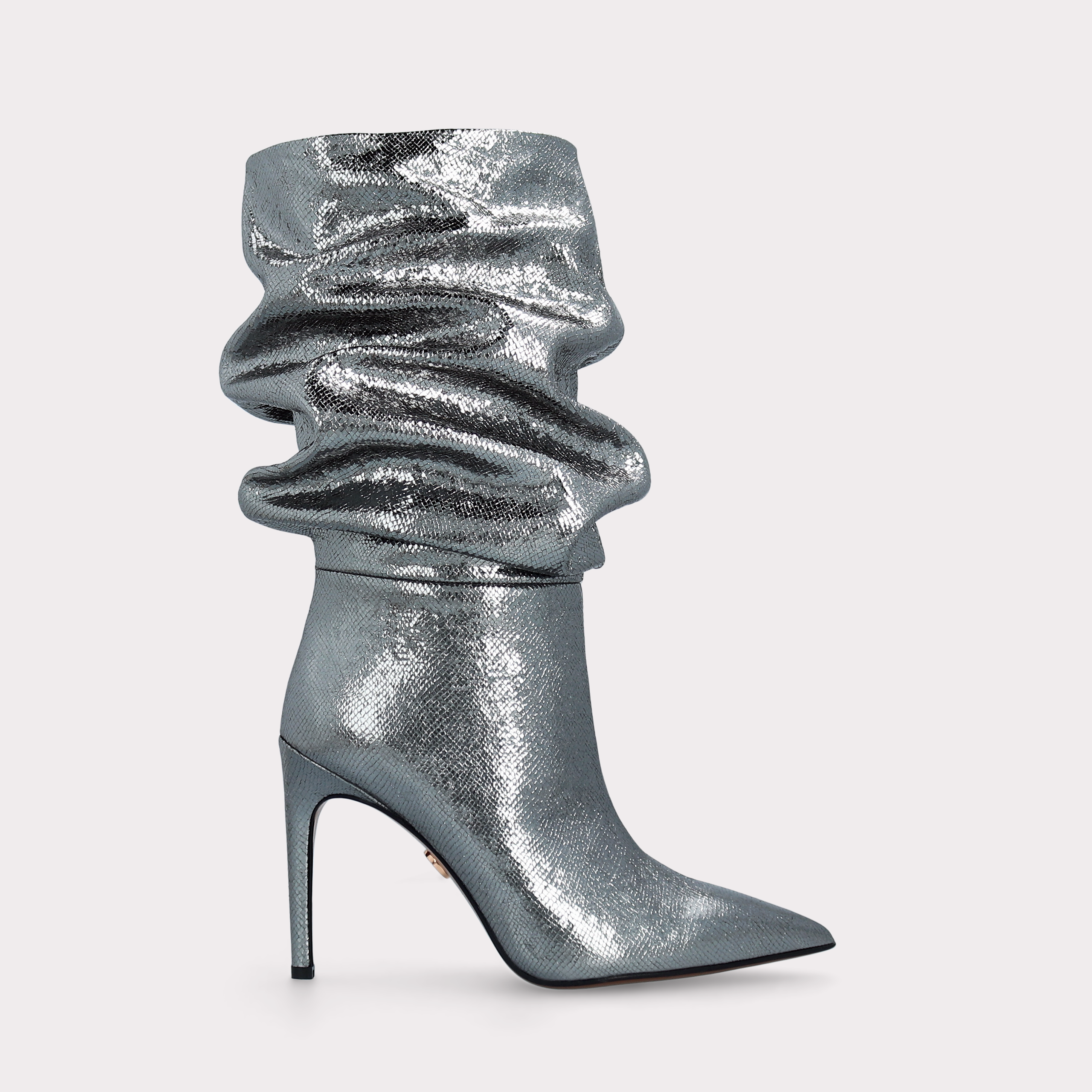 GRACE 03 SILVER CRASH VIPER MIRROR EMBOSSED LEATHER BOOTS