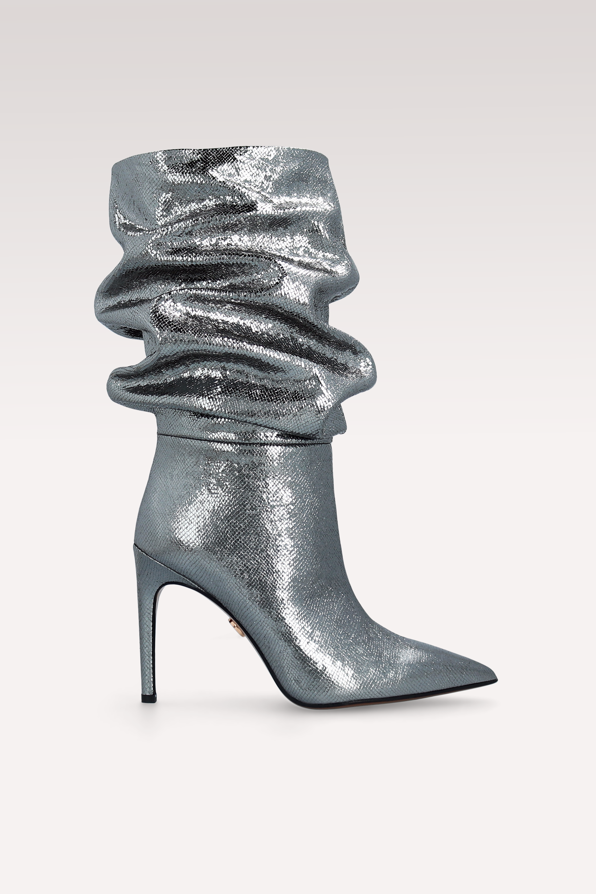 GRACE 03 SILVER CRASH VIPER MIRROR EMBOSSED LEATHER BOOTS
