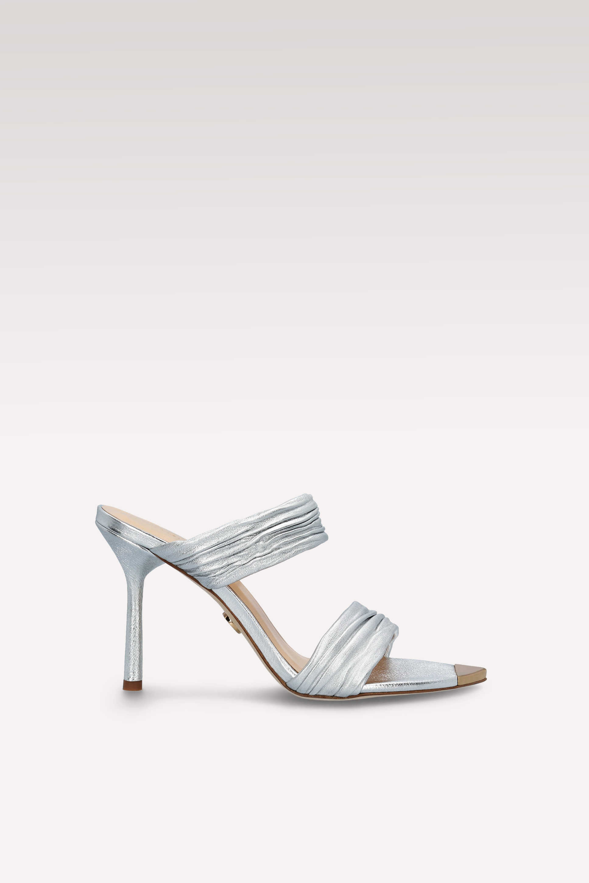 ANNY 01 METAL BUTTER SILVER LEATHER SANDALS