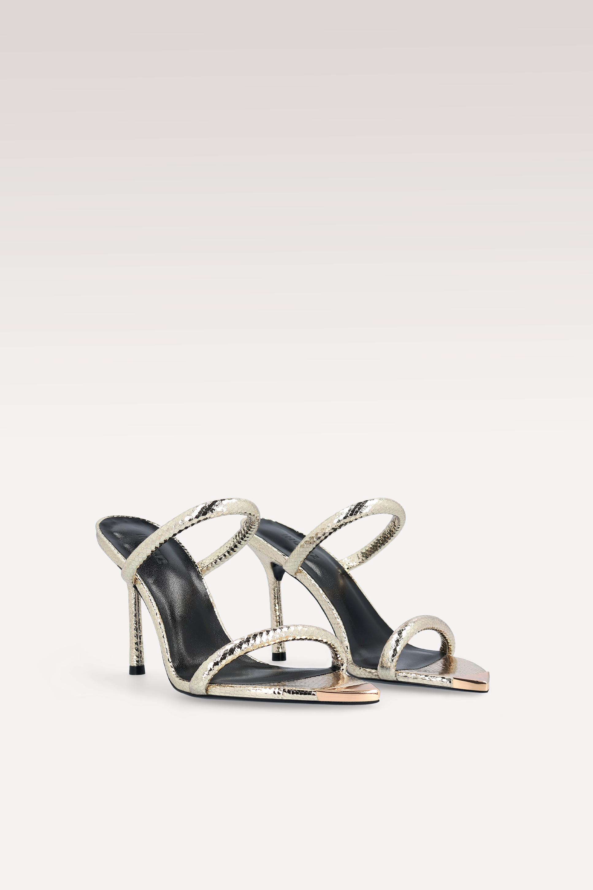 ANNY 99 MINI VIPER MIRROR PLATINUM LEATHER MULES