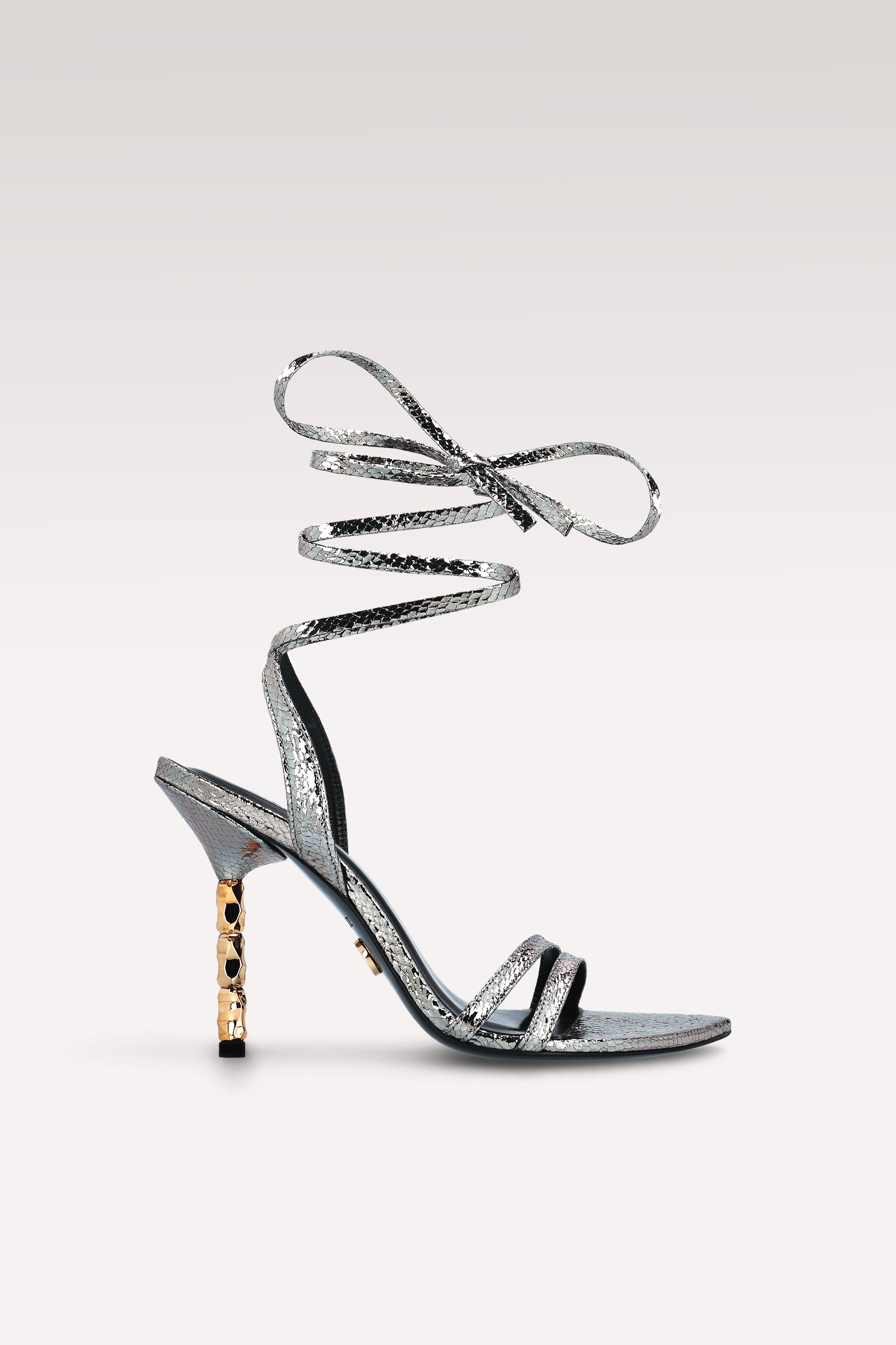 ADA 12 MINI VIPER MIRROR DARK SILVER LEATHER SANDALS