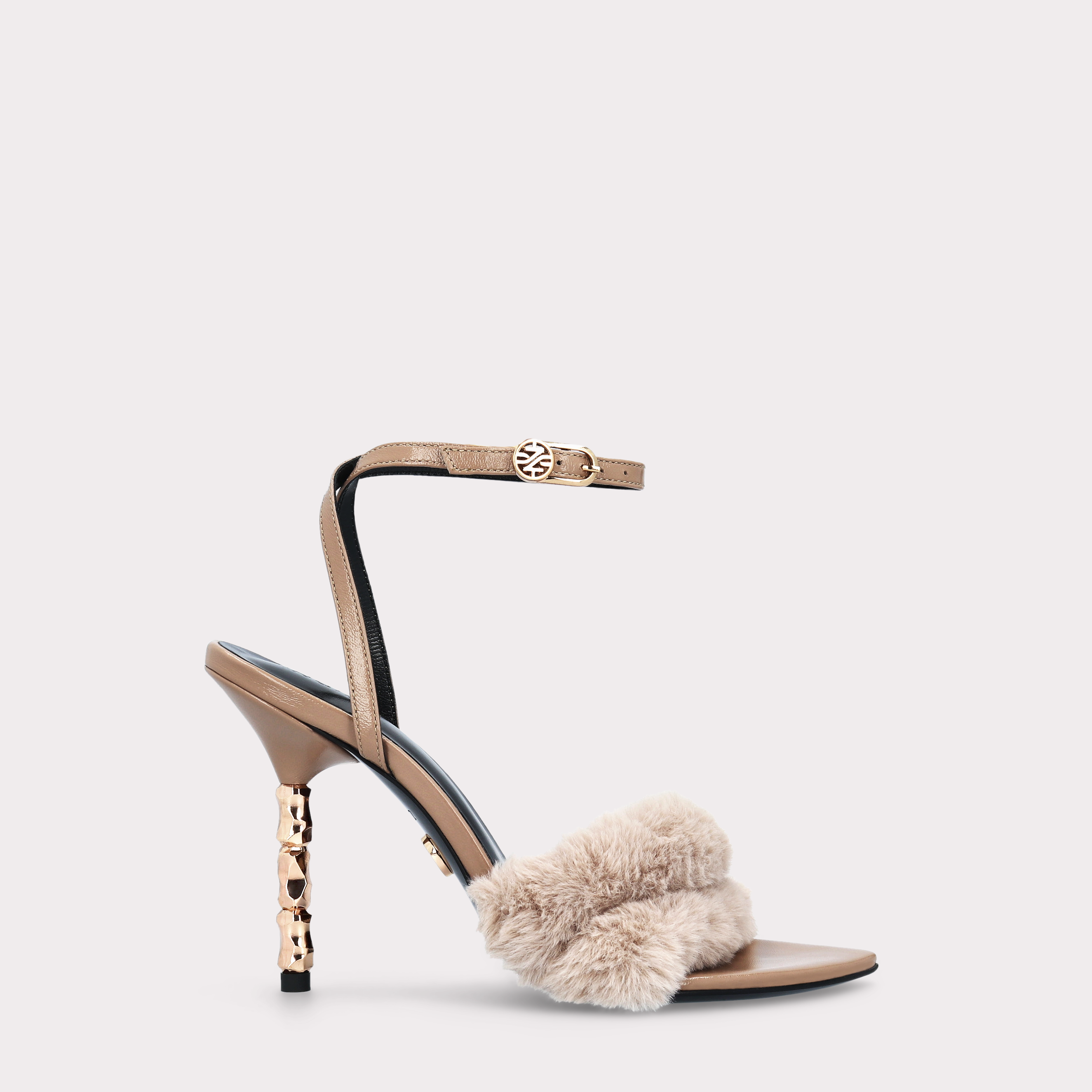 ADA 03 NUDE SMOOTH LEATHER AND NUDE FUR SANDALS