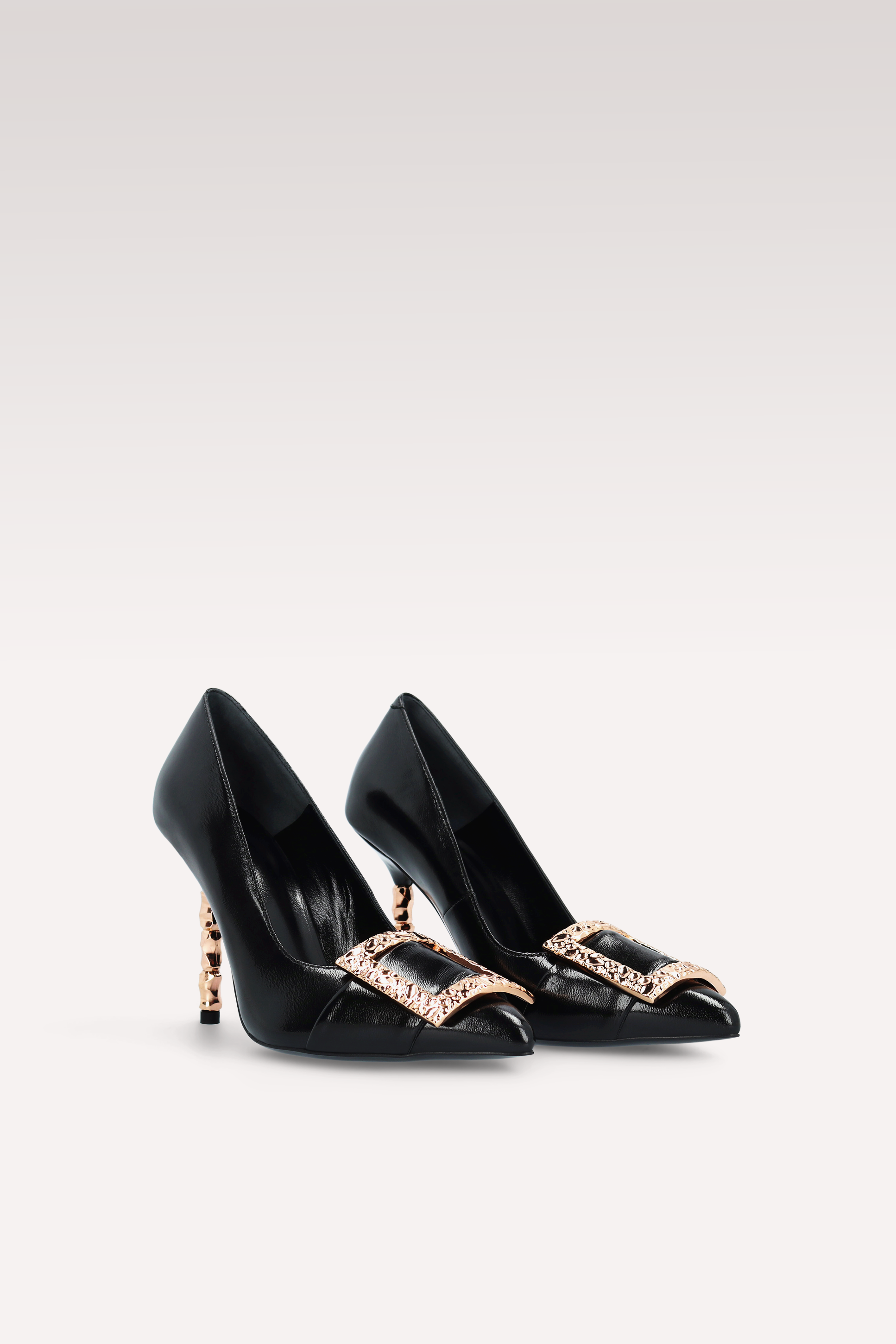 ASTRID DEC ACC 02 BLACK GLOSS LEATHER PUMPS
