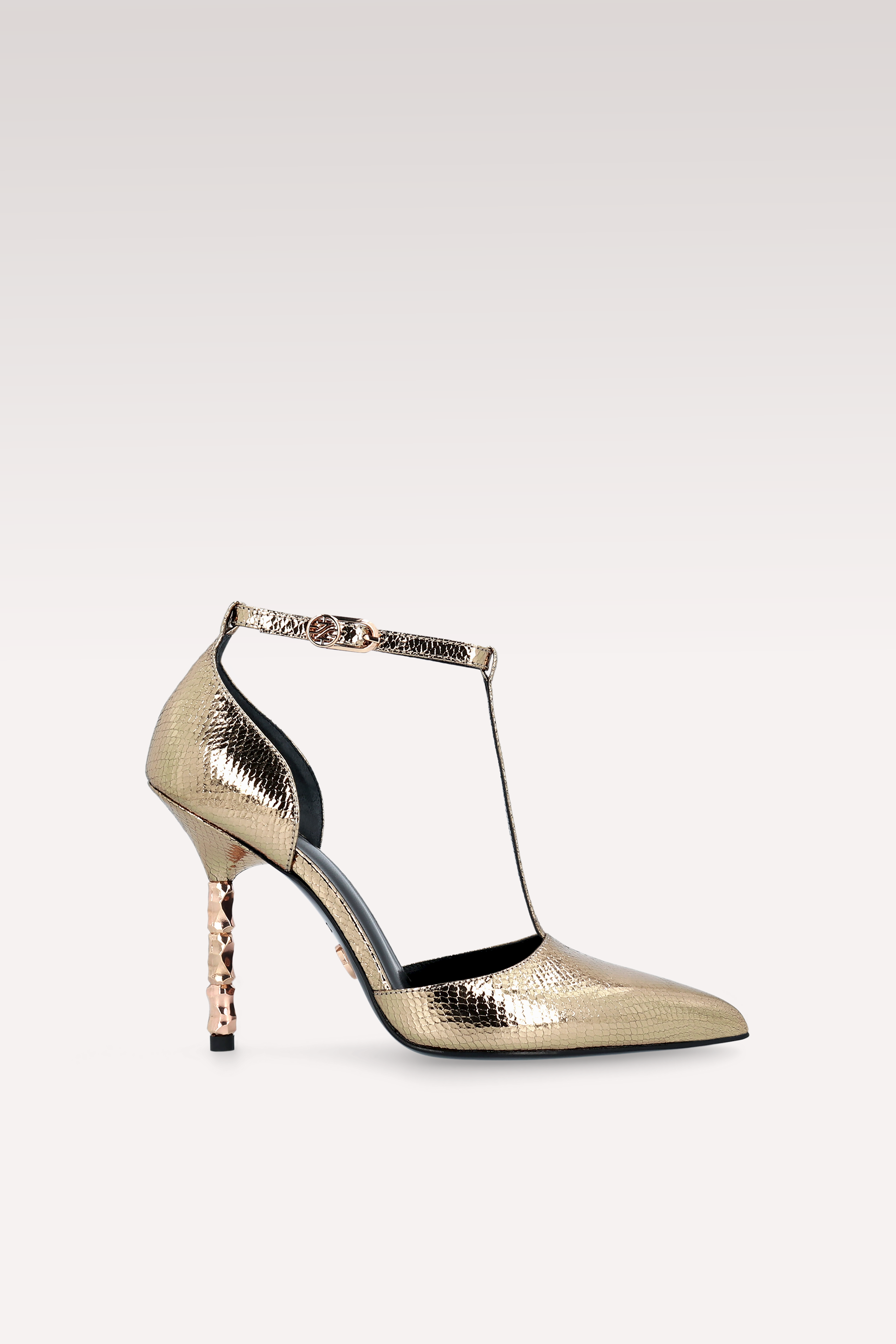 ASTRID 101 MINI VIPER MIRROR GOLD LEATHER PUMPS