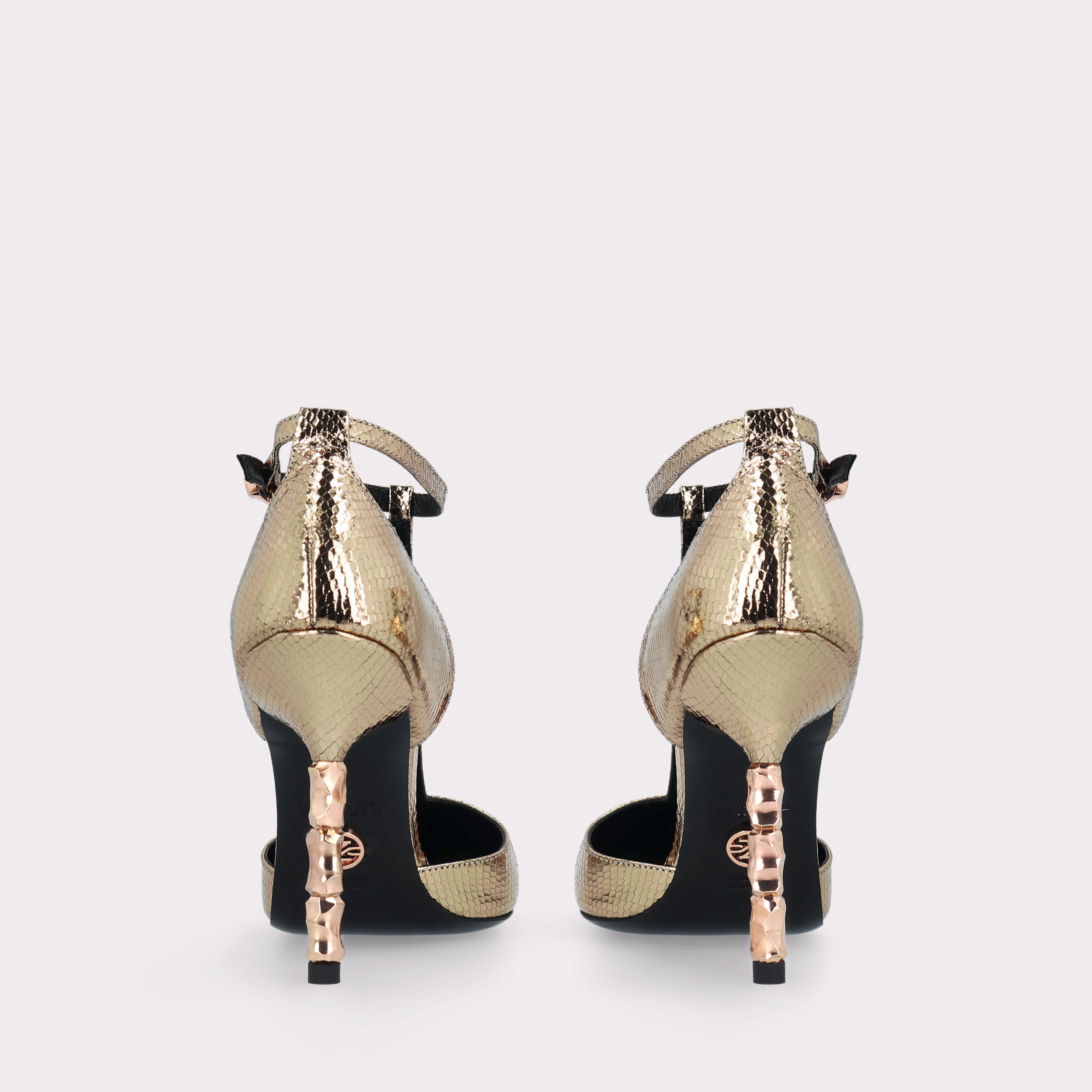 ASTRID 101 MINI VIPER MIRROR GOLD LEATHER PUMPS