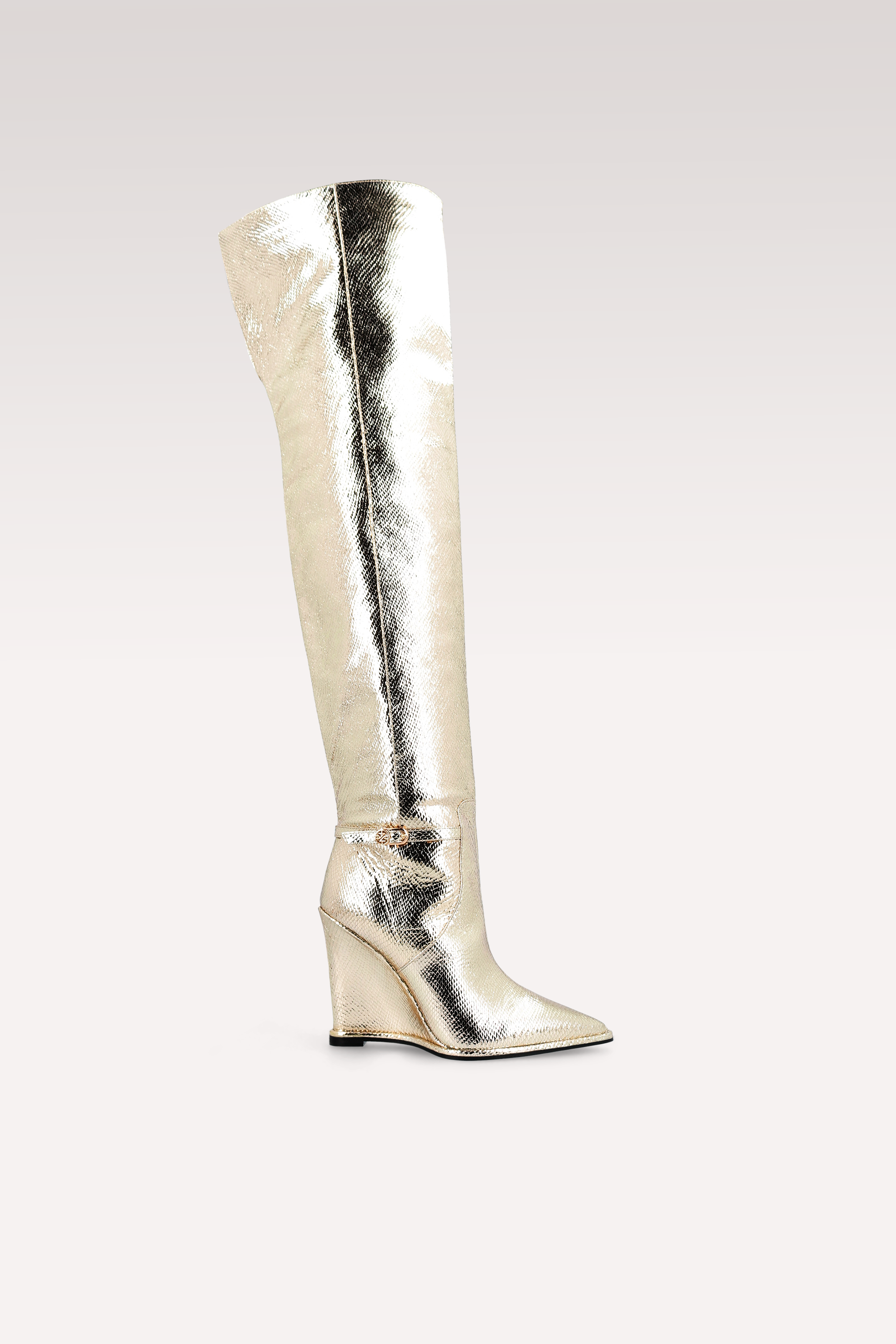 MONA LISA 02 PLATINUM MINI VIPER MIRROR EMBOSSED LEATHER BOOTS