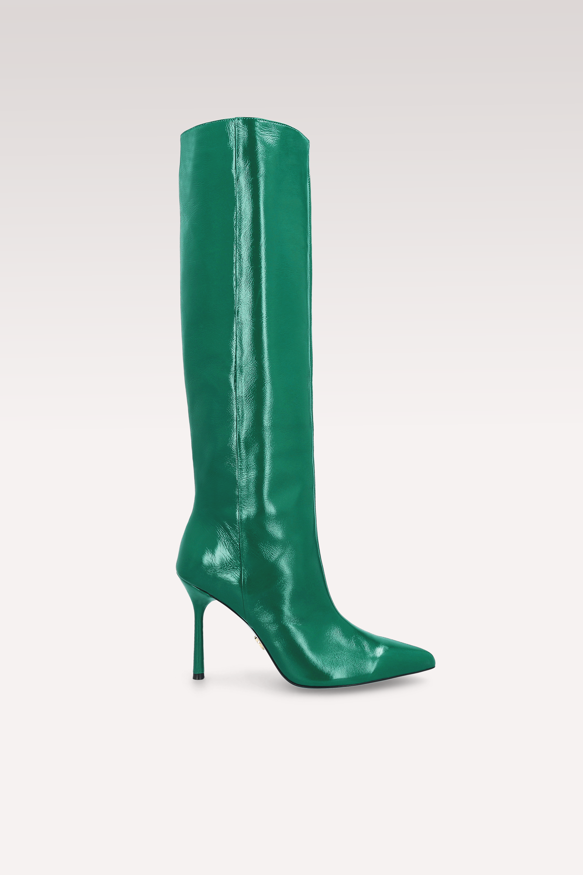 ABA TUBO 01 GREEN CRUSHED PATENT LEATHER BOOTS