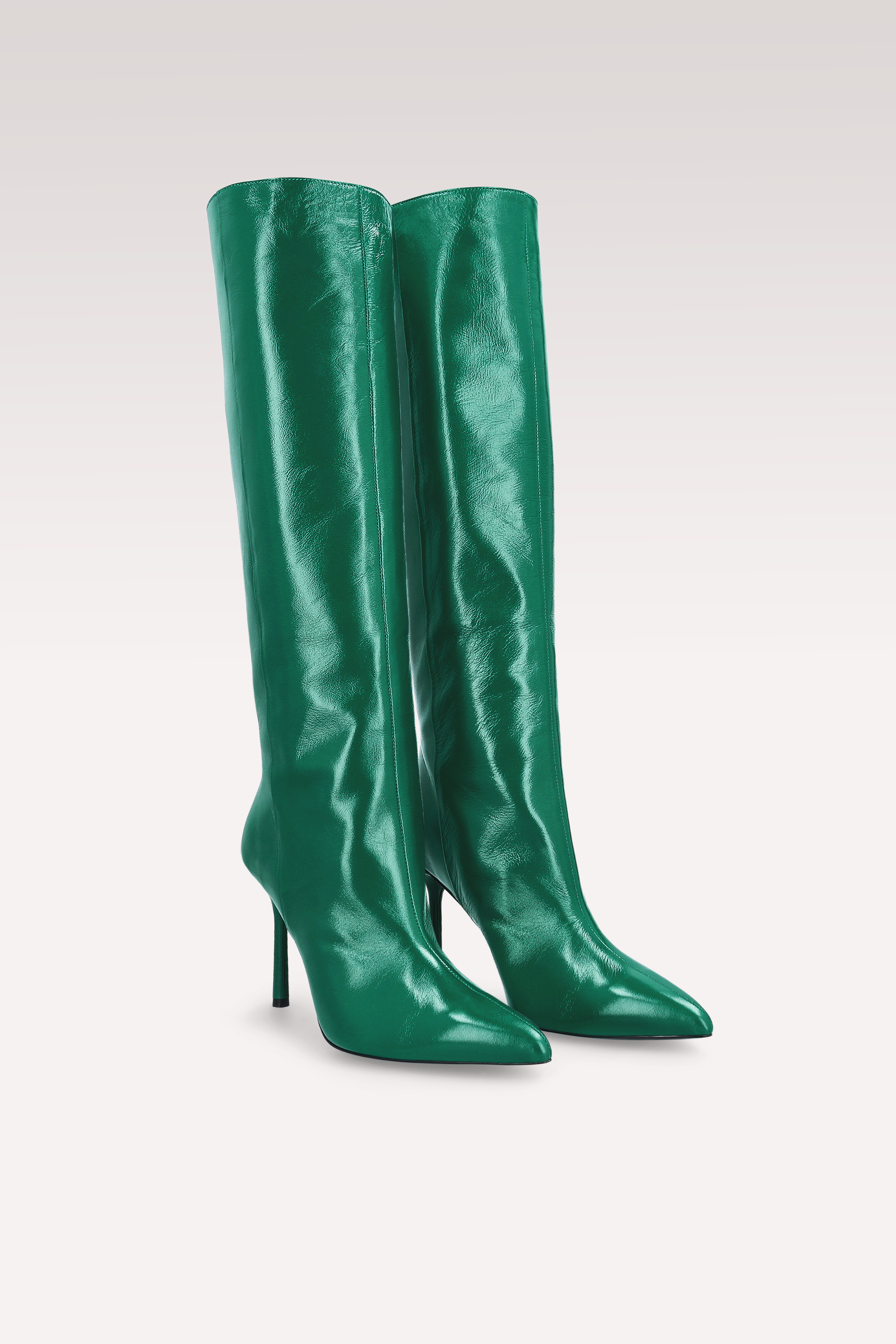 ABA TUBO 01 GREEN CRUSHED PATENT LEATHER BOOTS