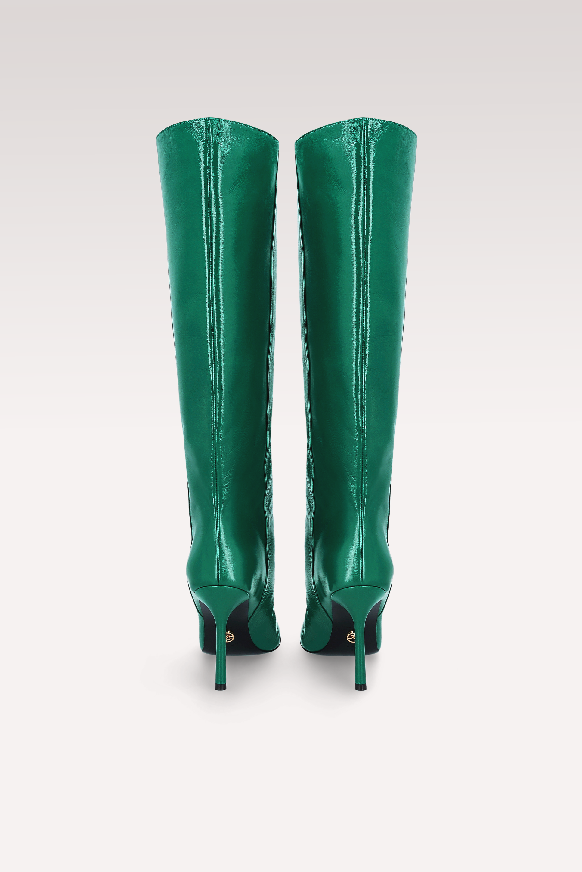 ABA TUBO 01 GREEN CRUSHED PATENT LEATHER BOOTS