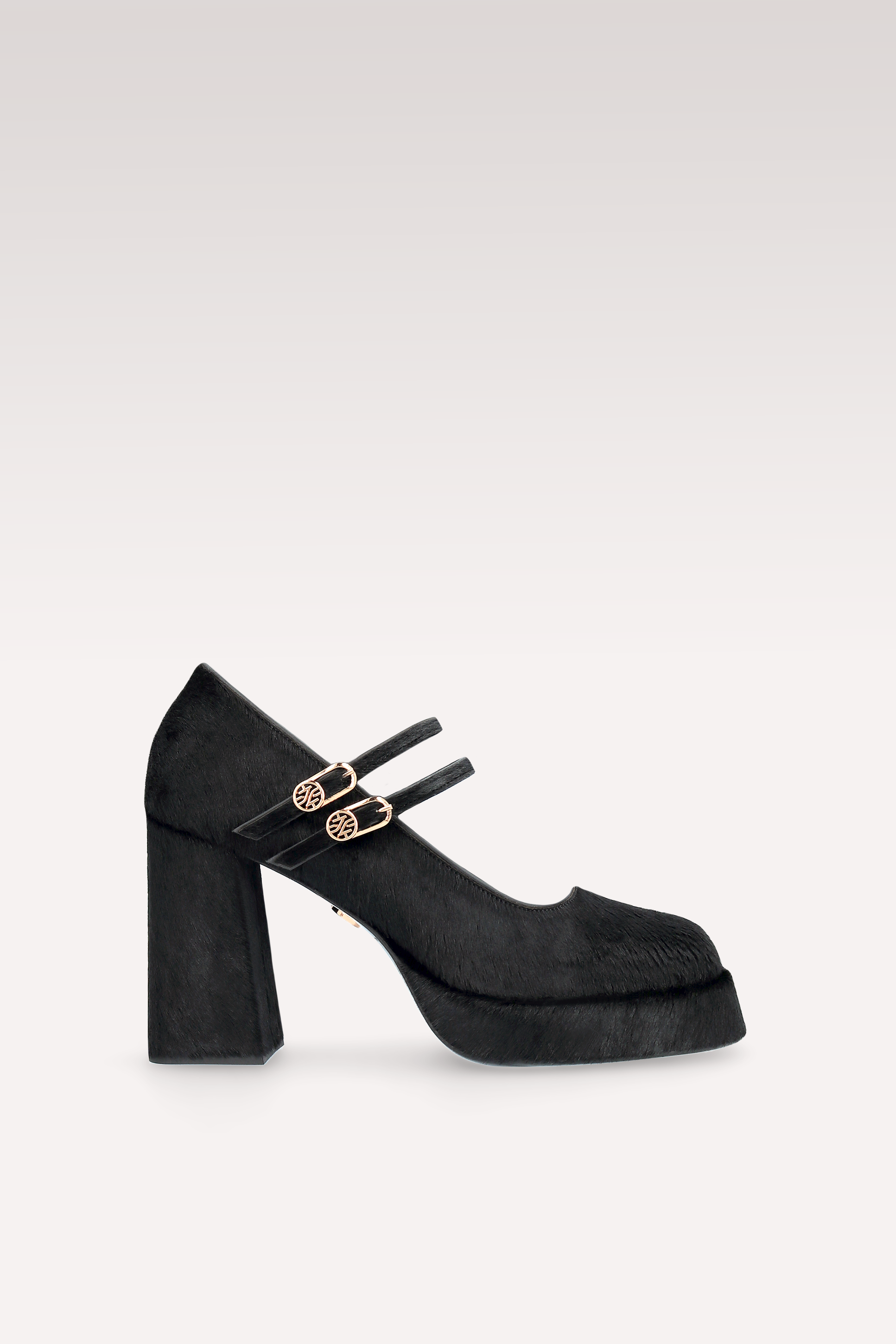 CINDY BEBE 01 BLACK CALF HAIR PUMPS