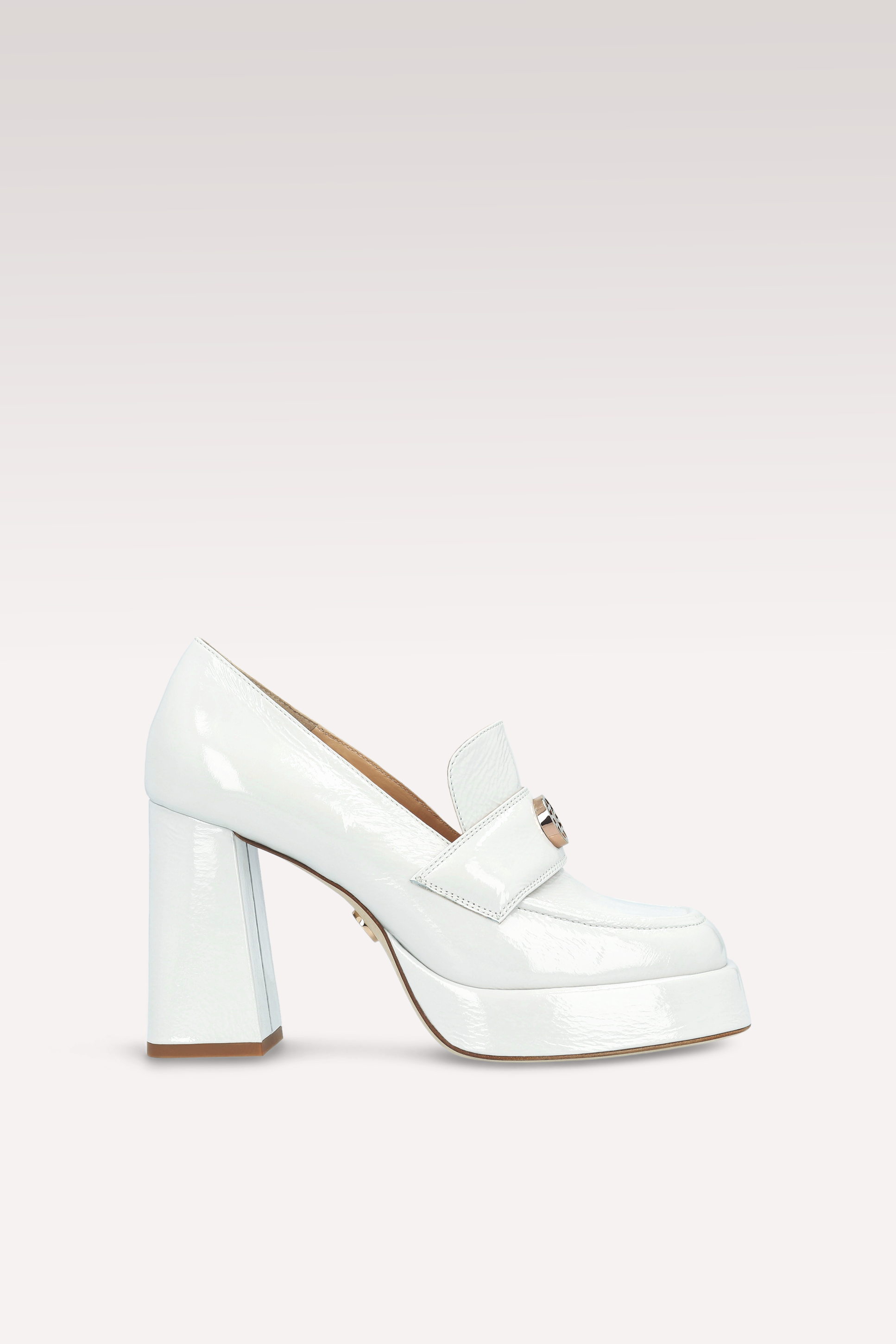 CINDY MOK 02 STORM GRAY CRUSHED PATENT LEATHER PLATFORM PUMPS