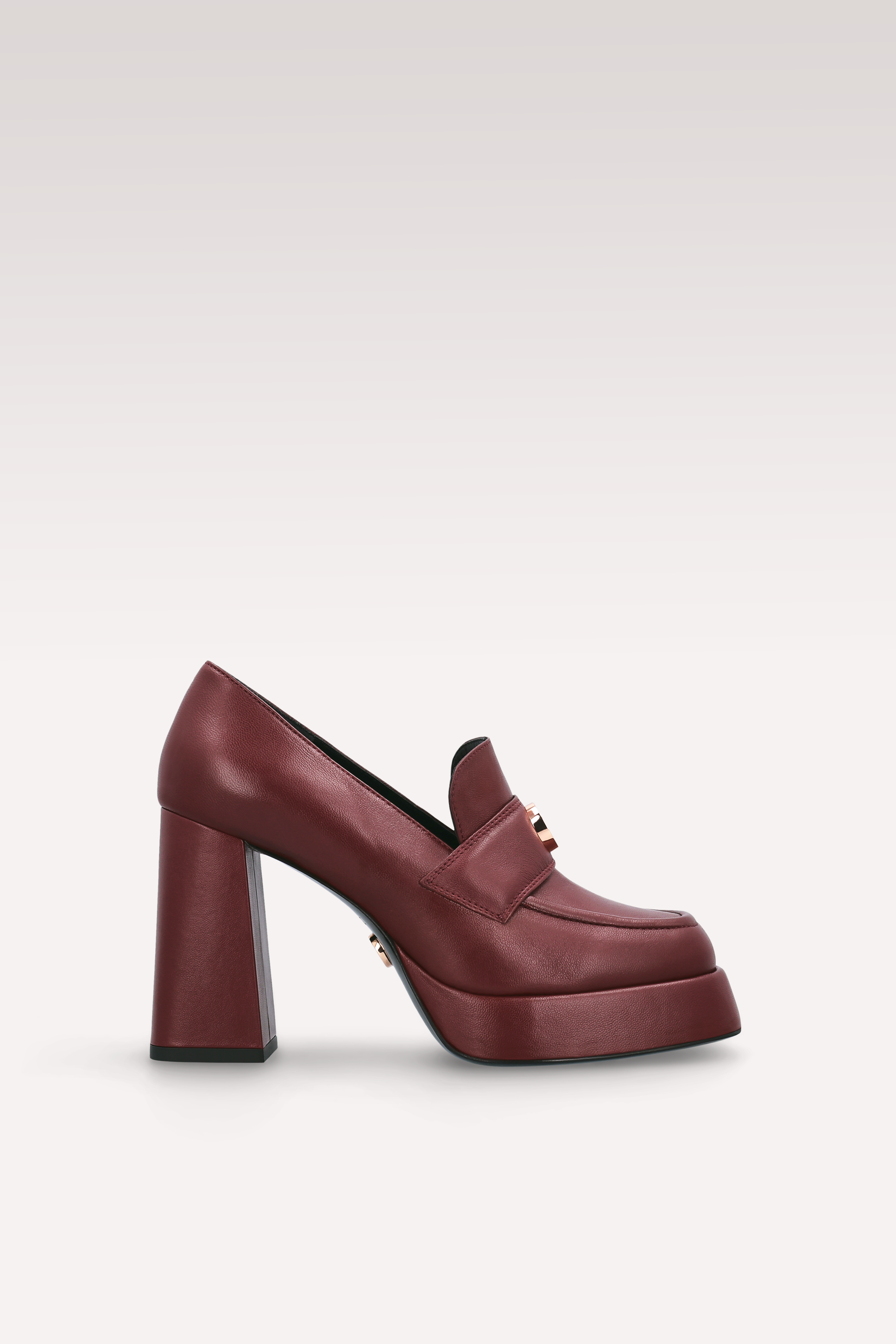 CINDY MOK 02 BURGUNDY SMOOTH LEATHER PLATFORM PUMPS