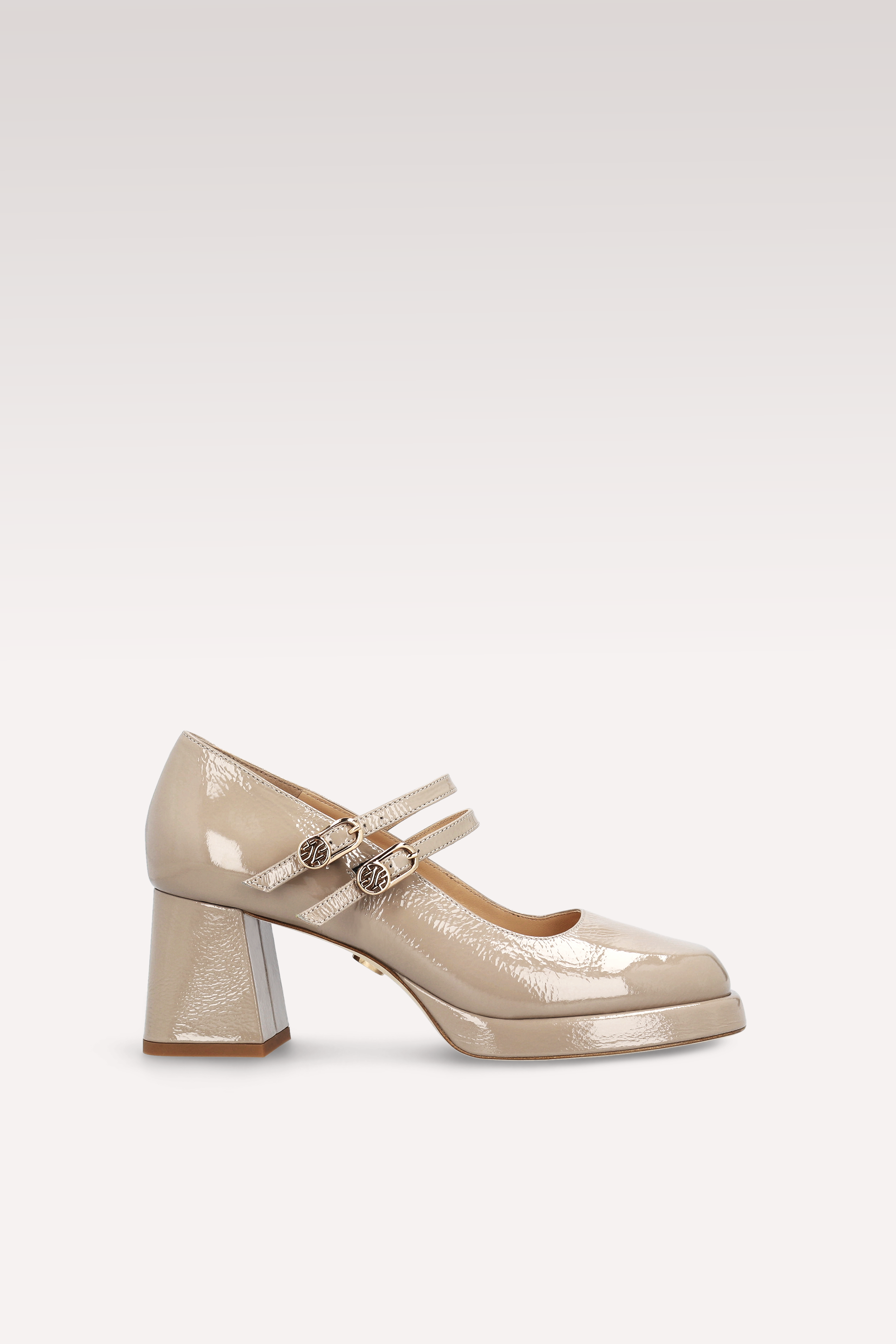 CONNIE BEBE 01 NUDE CRUSHED PATENT LEATHER PLATFORM PUMPS
