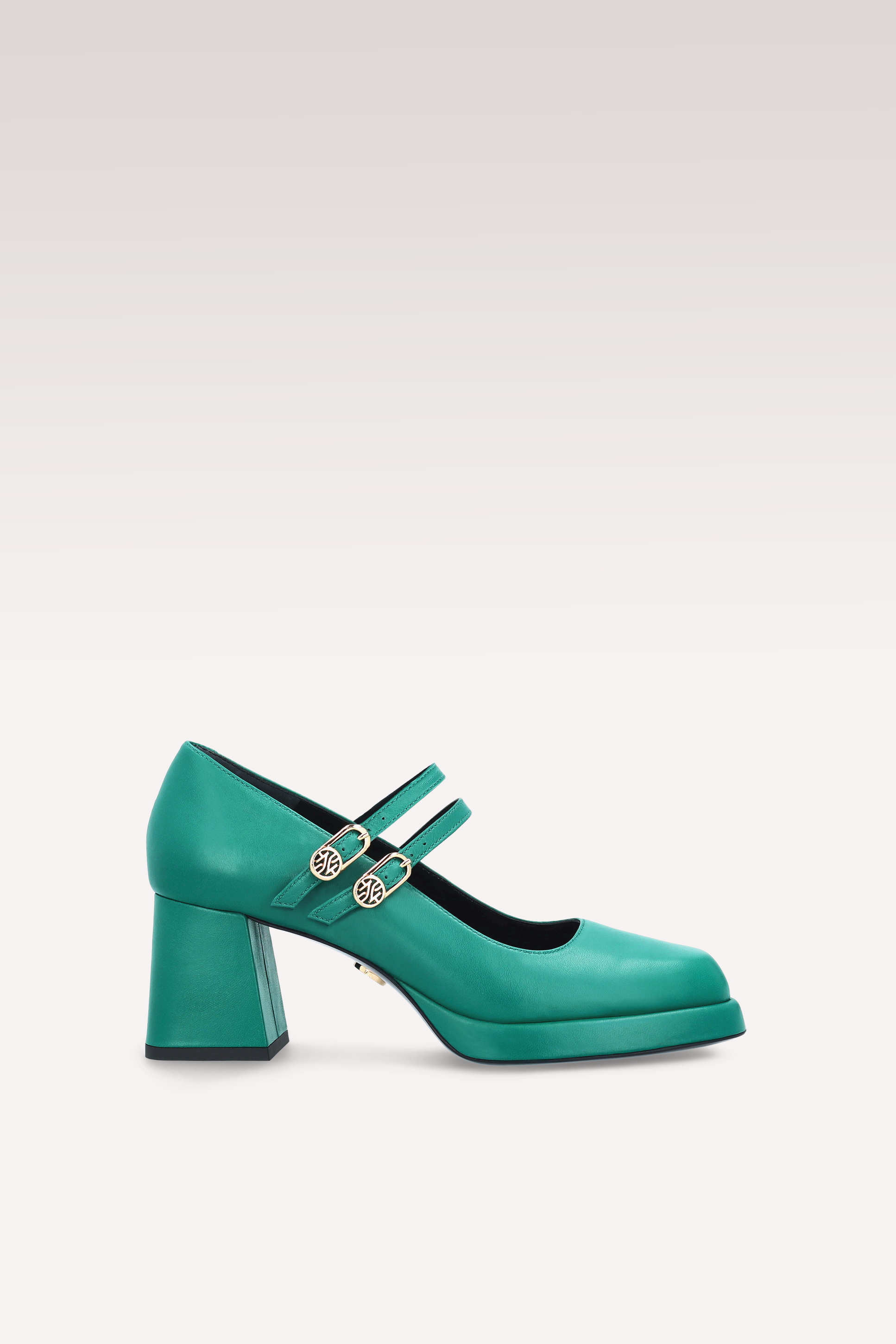 CONNIE BEBE 01 GREEN SMOOTH LEATHER PLATFORM PUMPS