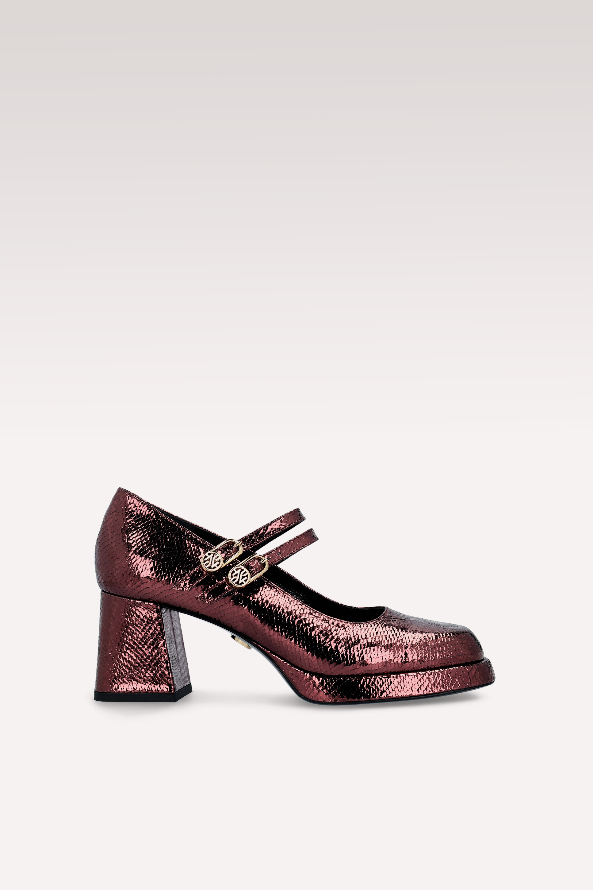 CONNIE BEBE 01 WINE MINI VIPER EMBOSSED LEATHER PLATFORM PUMPS