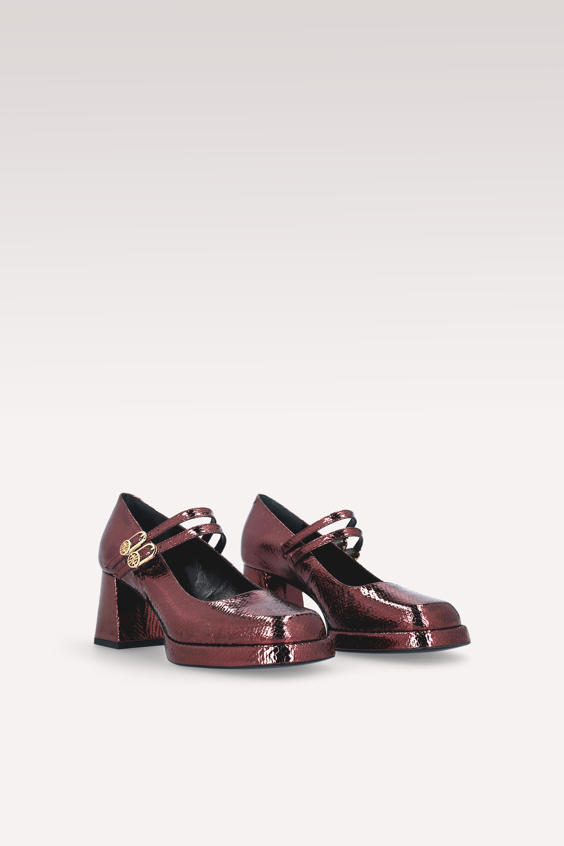CONNIE BEBE 01 WINE MINI VIPER EMBOSSED LEATHER PLATFORM PUMPS