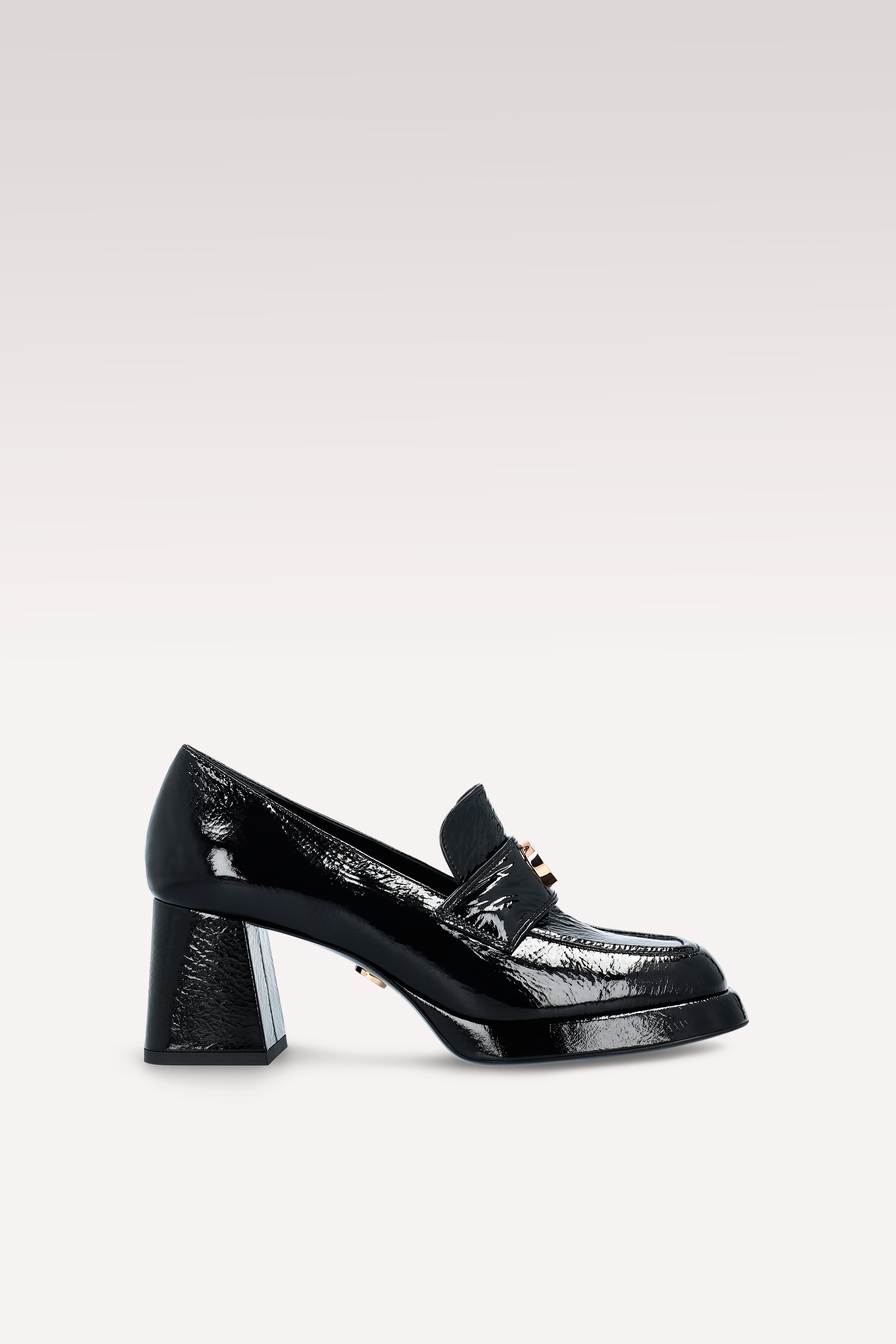 CONNIE MOK 02 BLACK CRUSHED PATENT LEATHER PLATFORM PUMPS