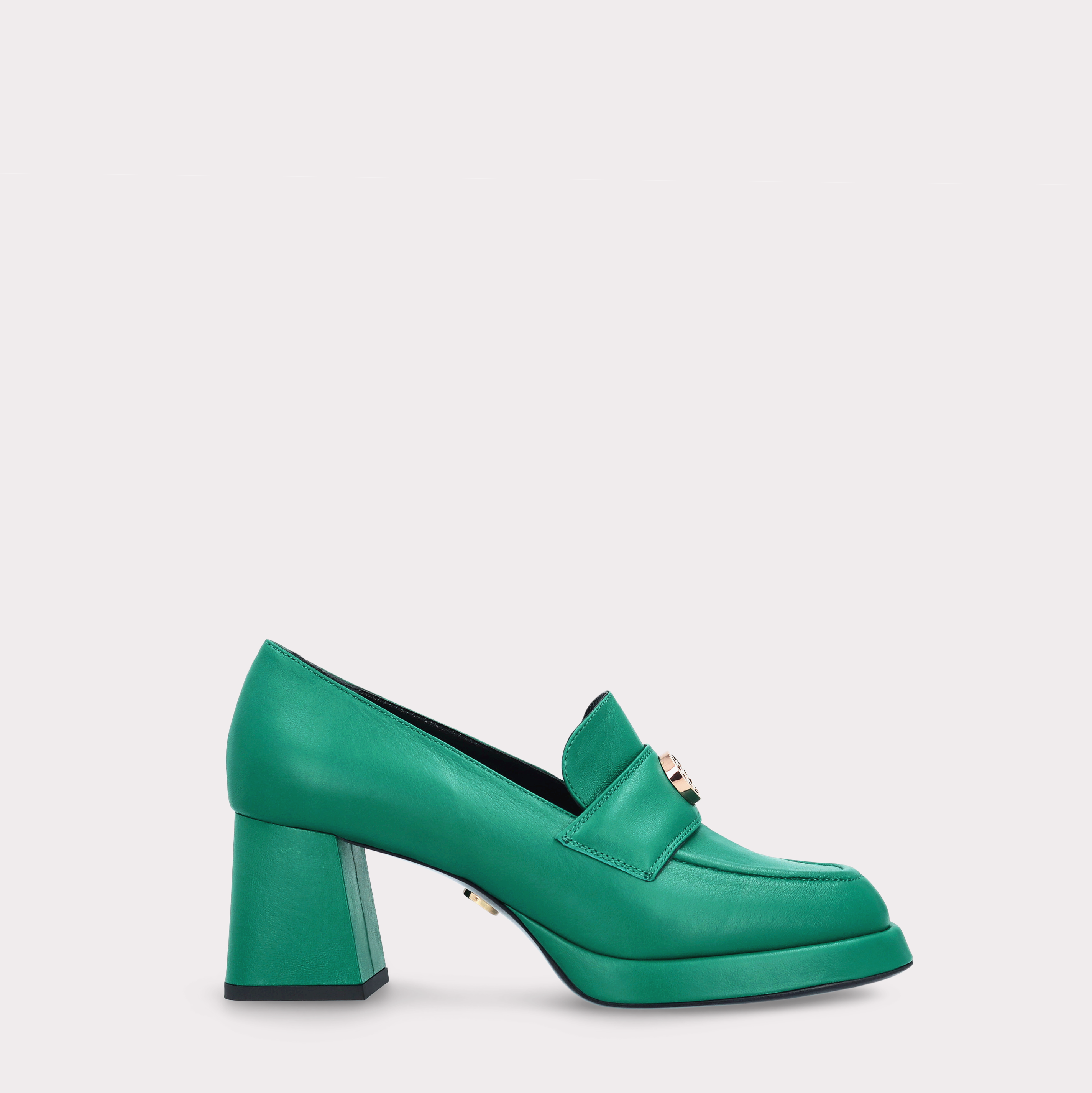 CONNIE MOK 02 GREEN SMOOTH LEATHER PLATFORM PUMPS