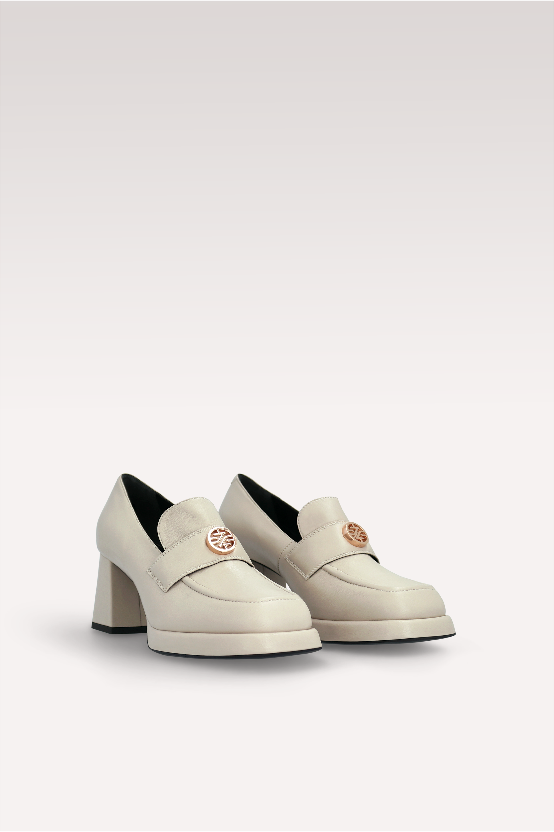 CONNIE MOK 02 BEIGE SMOOTH LEATHER PLATFORM PUMPS