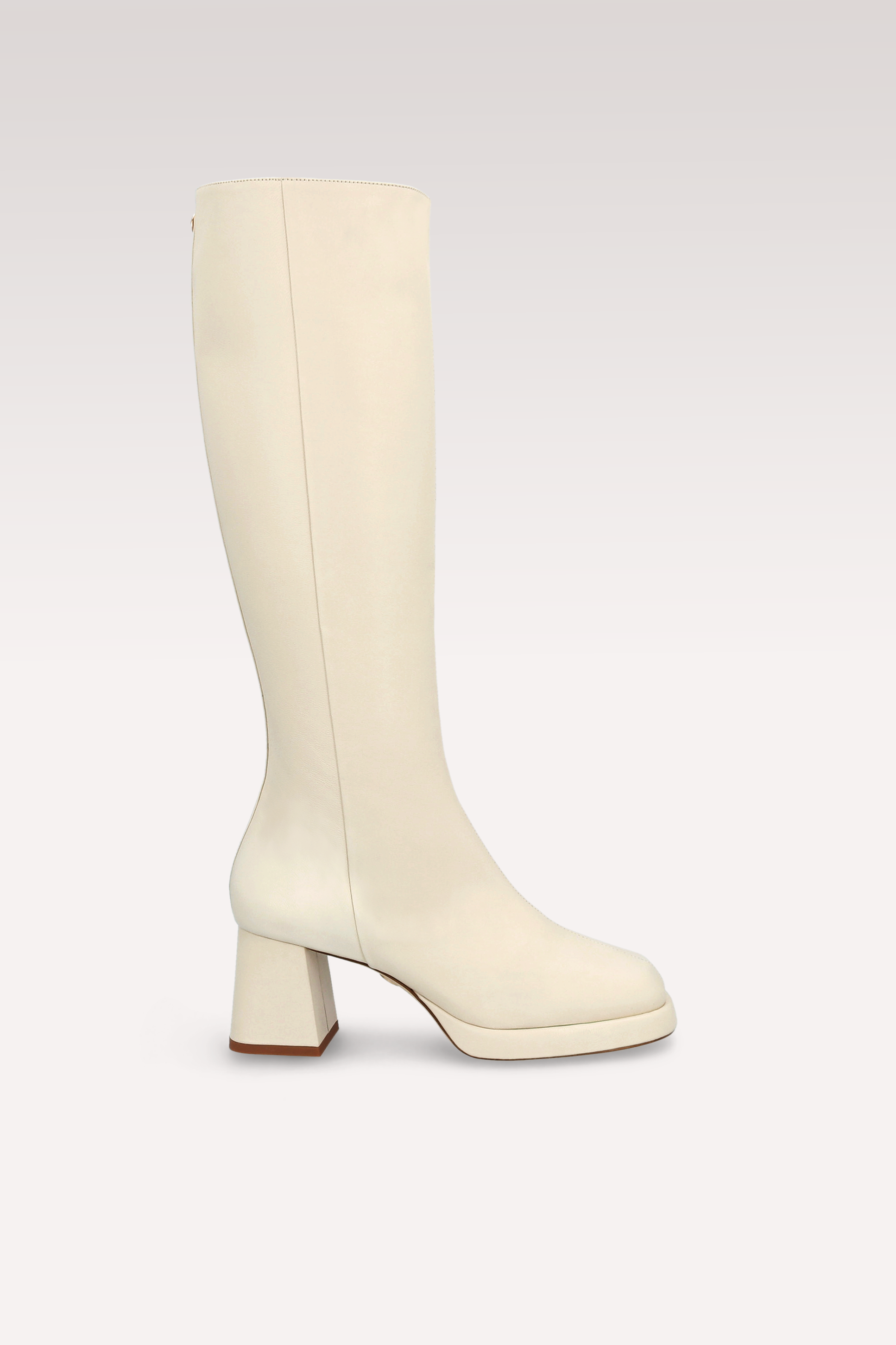 CONNIE 01 IVORY SMOOTH LEATHER PLATFORM BOOTS