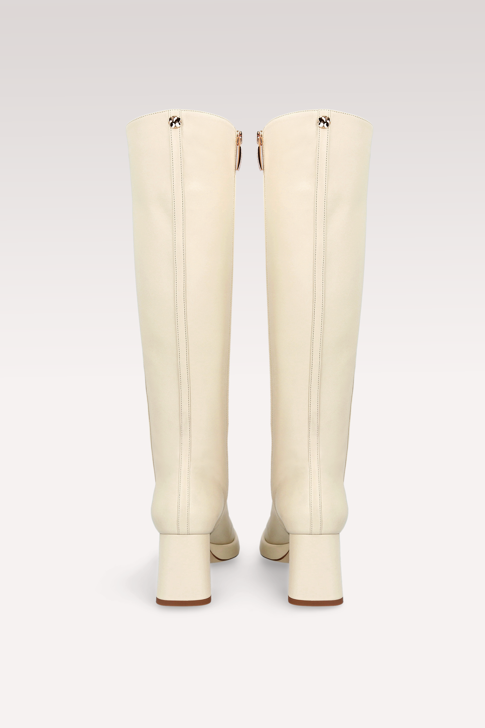 CONNIE 01 IVORY SMOOTH LEATHER PLATFORM BOOTS