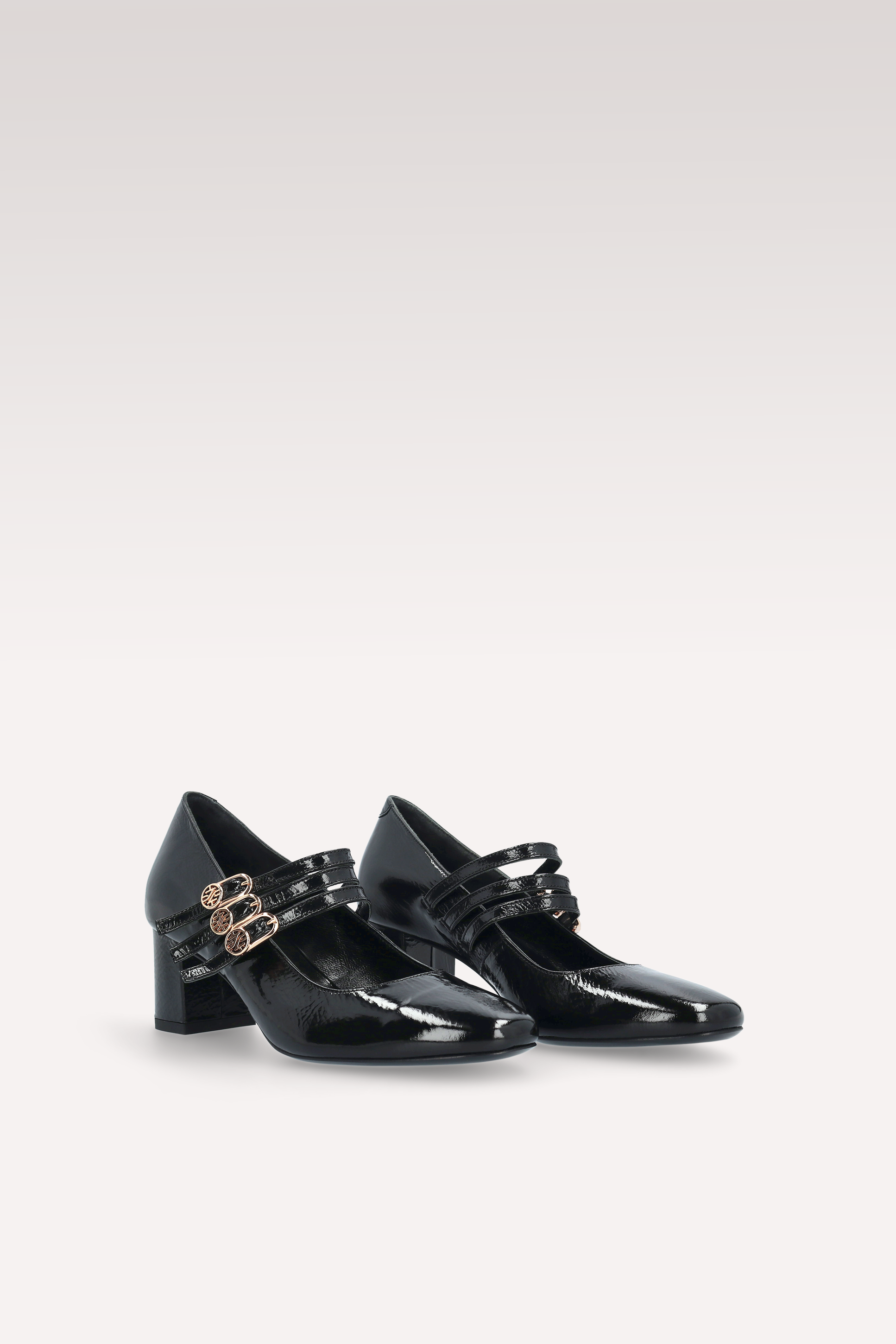 DEBBY BEBE 01 BLACK CRUSHED PATENT LEATHER BALLET PUMPS