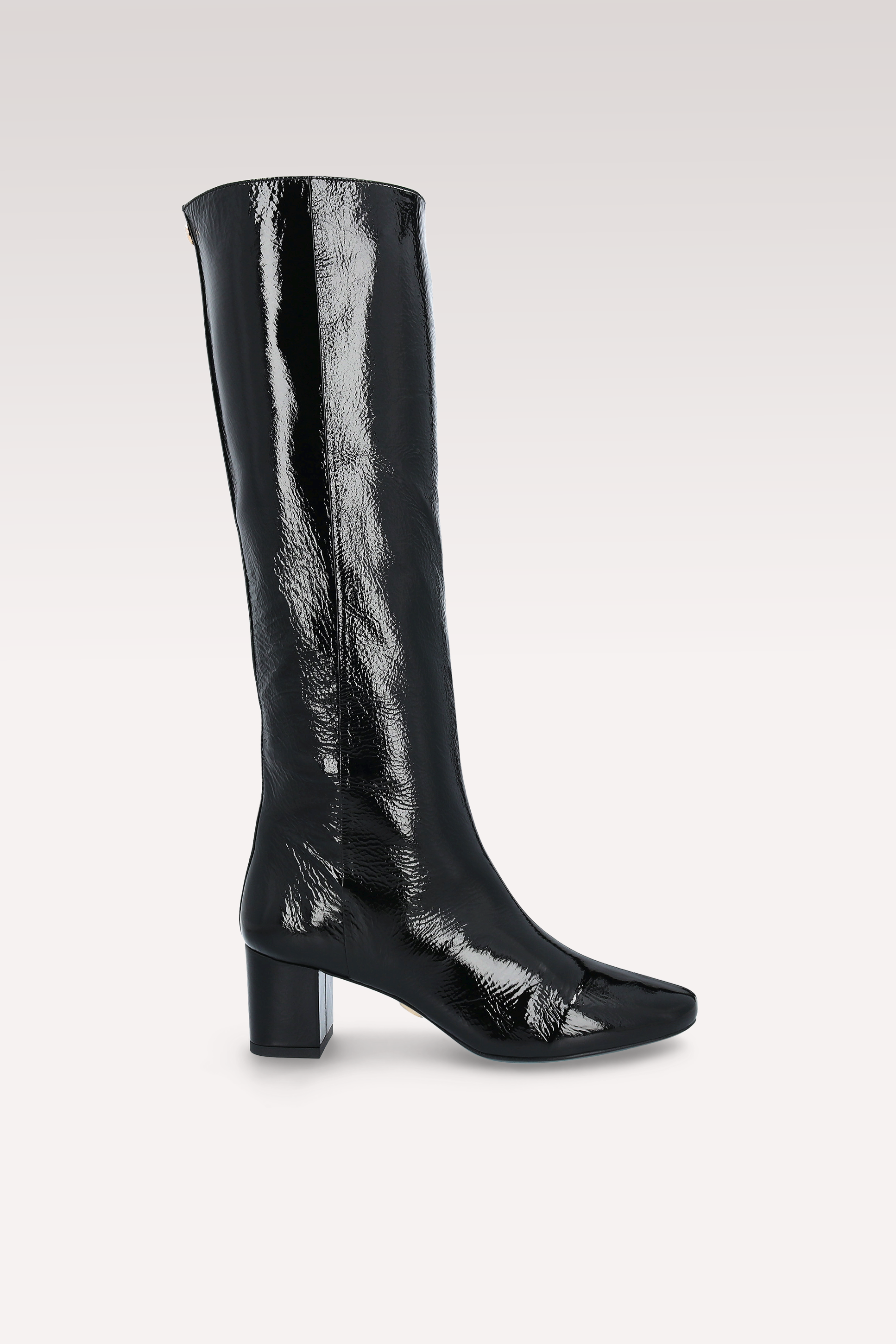 DEBBY TUBO 01 BLACK CRUSHED PATENT LEATHER BOOTS