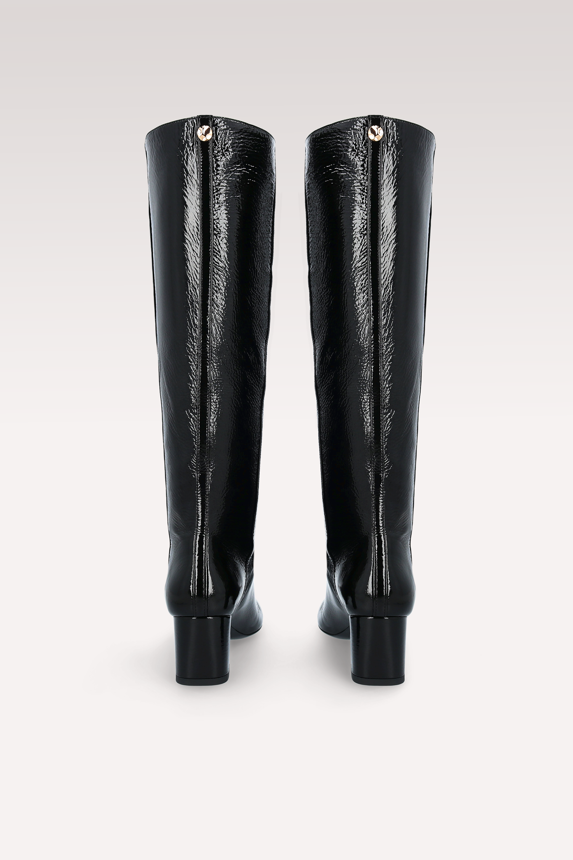 DEBBY TUBO 01 BLACK CRUSHED PATENT LEATHER BOOTS