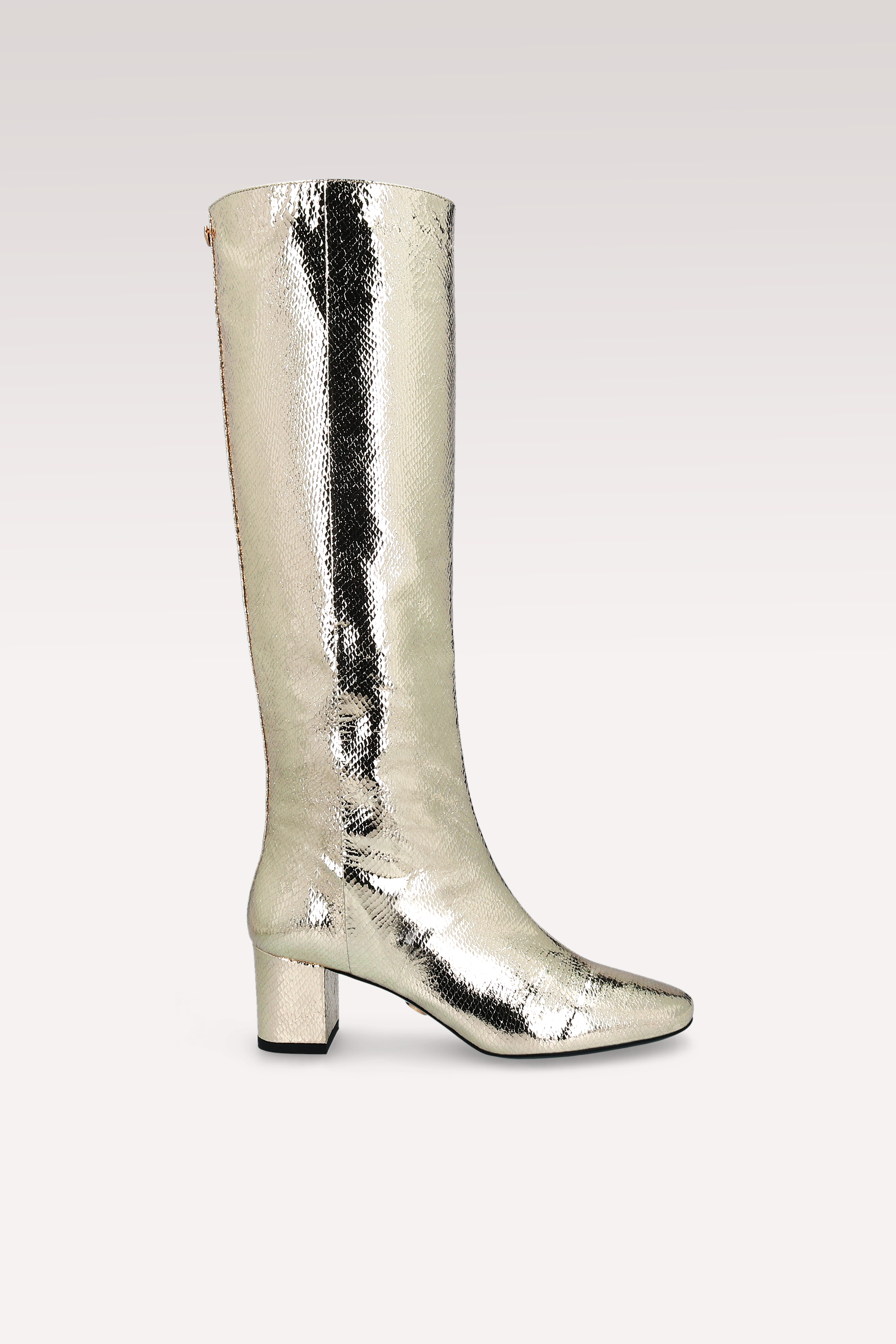 DEBBY TUBO 01 PLATINUM MINI VIPER MIRROR EMBOSSED LEATHER BOOTS