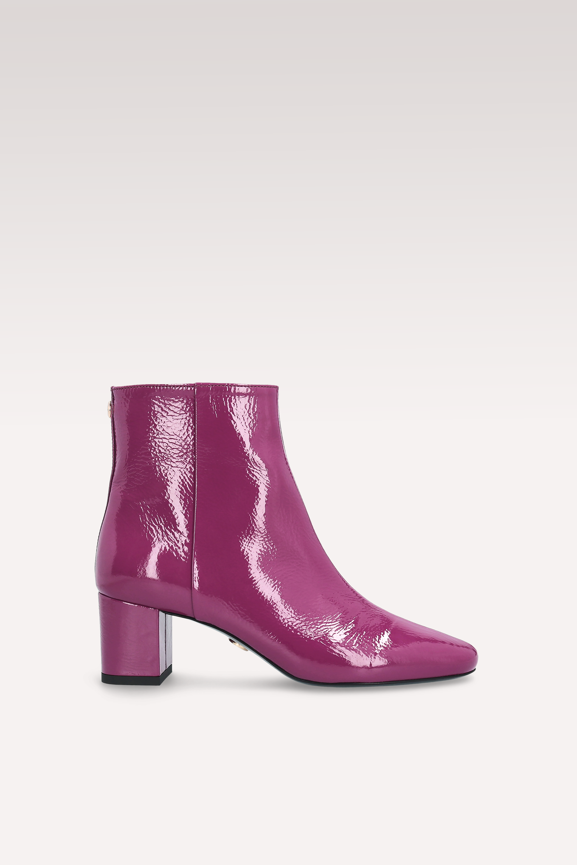 DEBBY ZIP 01 PURPLE CRUSHED PATENT LEATHER ANKLE BOOTS
