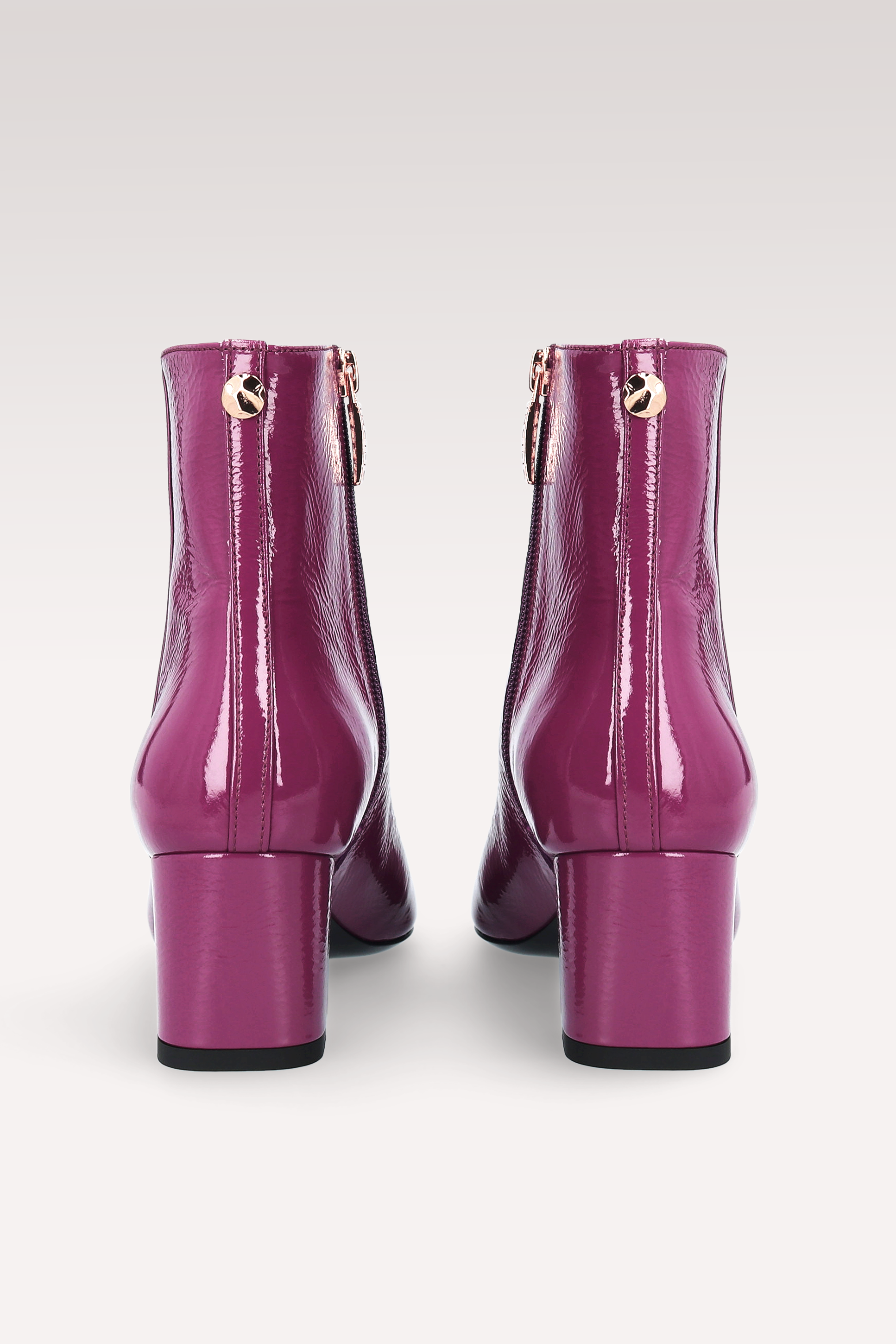 DEBBY ZIP 01 PURPLE CRUSHED PATENT LEATHER ANKLE BOOTS