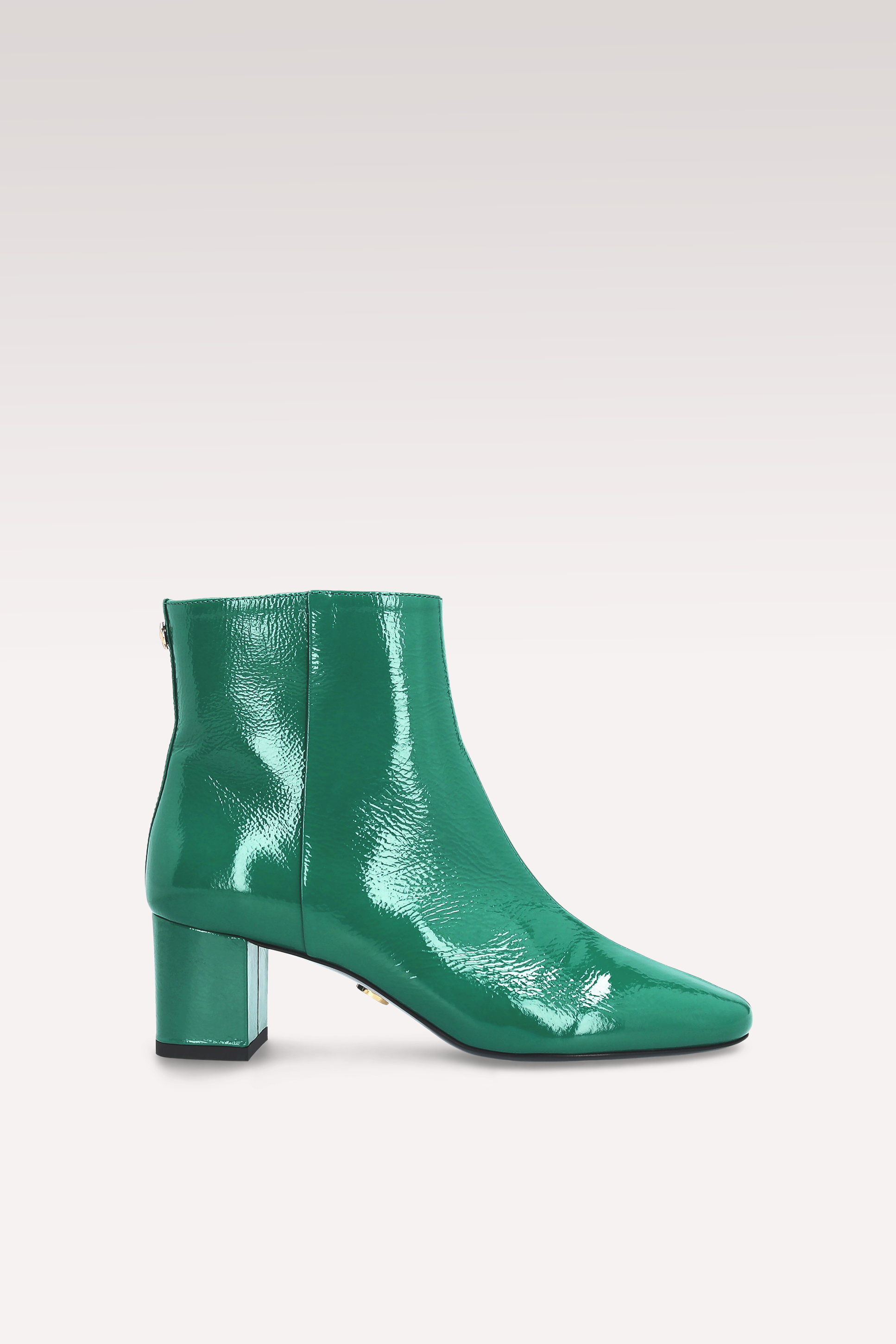 DEBBY ZIP 01 GREEN CRUSHED PATENT LEATHER ANKLE BOOTS