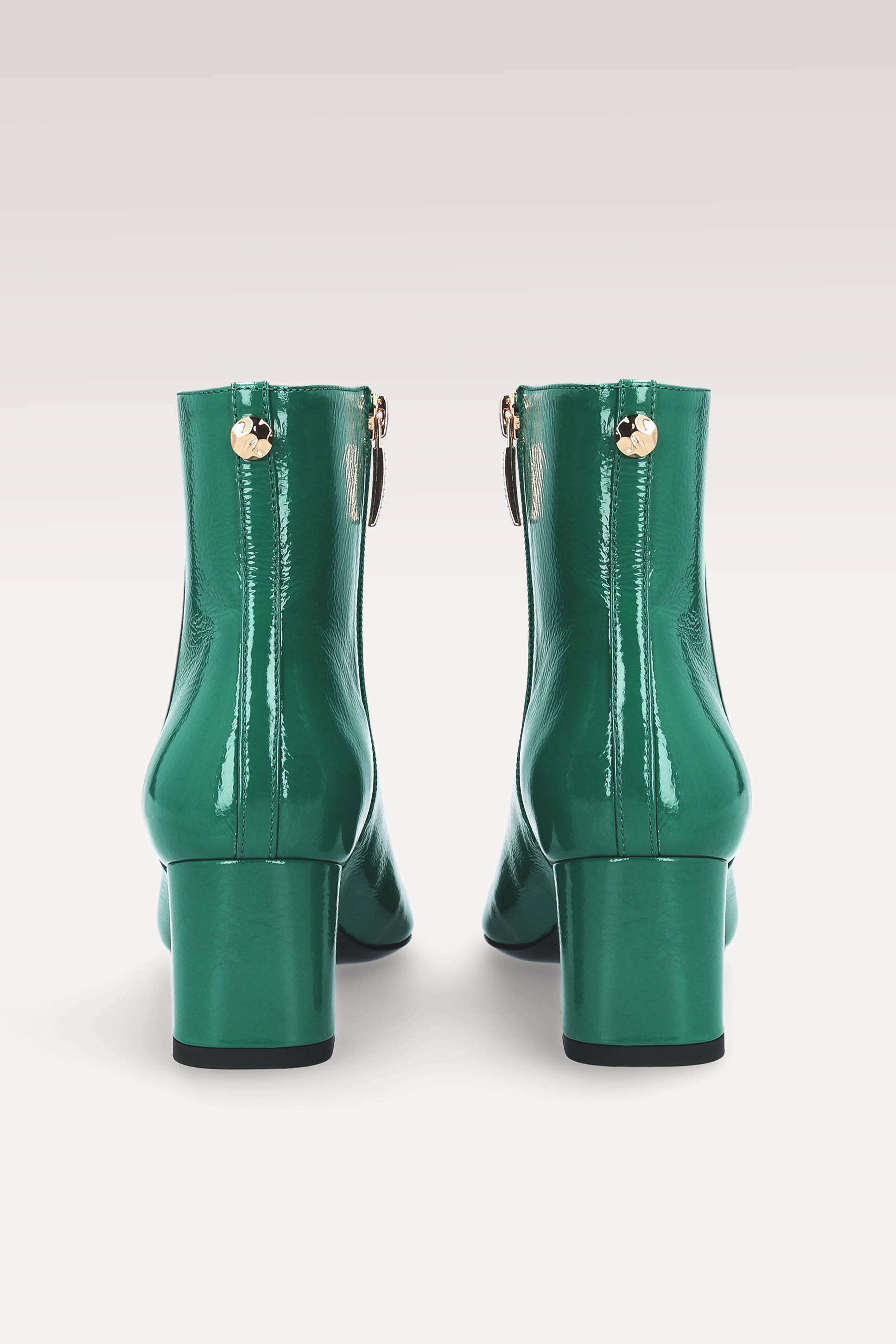 DEBBY ZIP 01 GREEN CRUSHED PATENT LEATHER ANKLE BOOTS