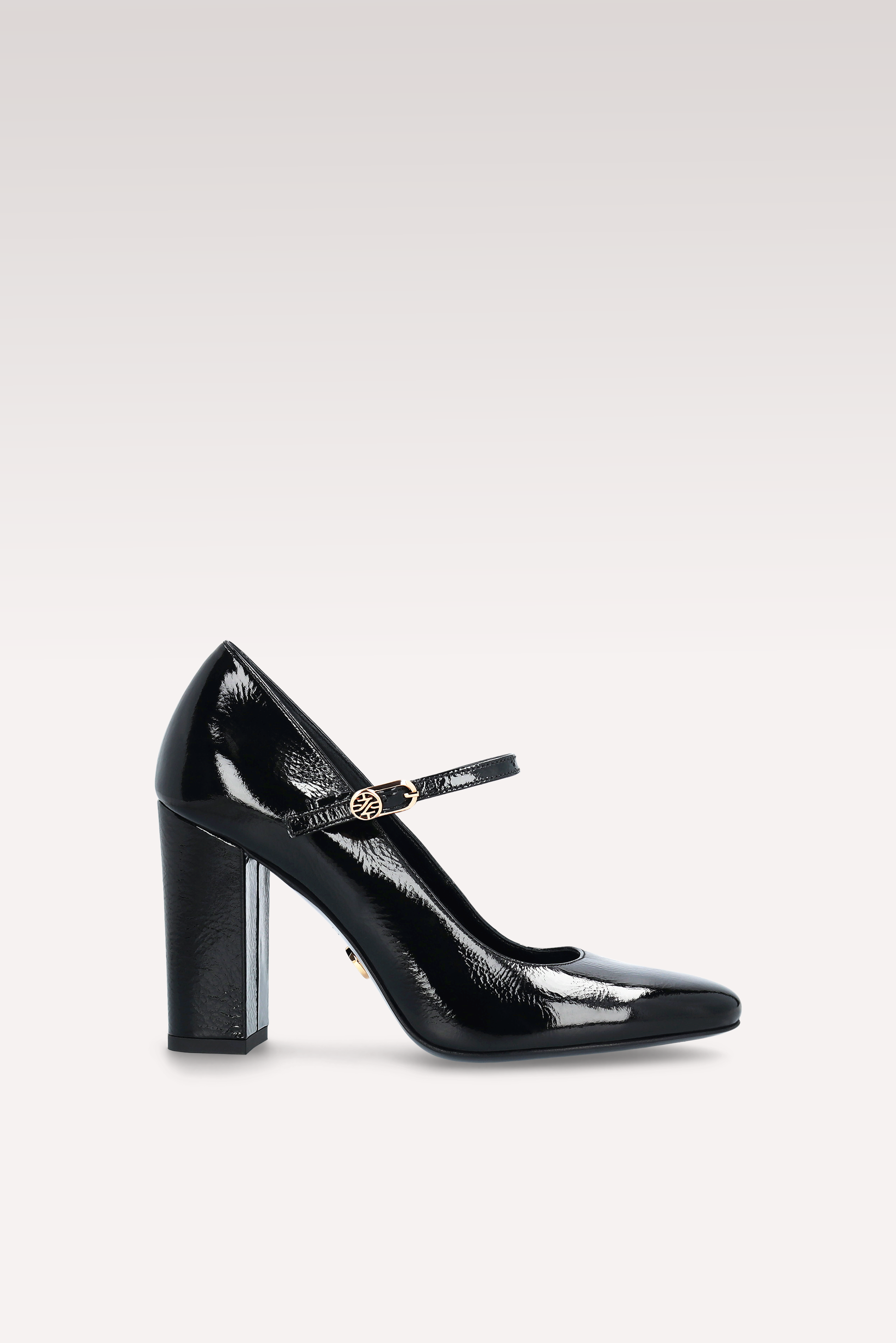 DELMA BEBE 02 BLACK CRUSHED PATENT LEATHER PUMPS