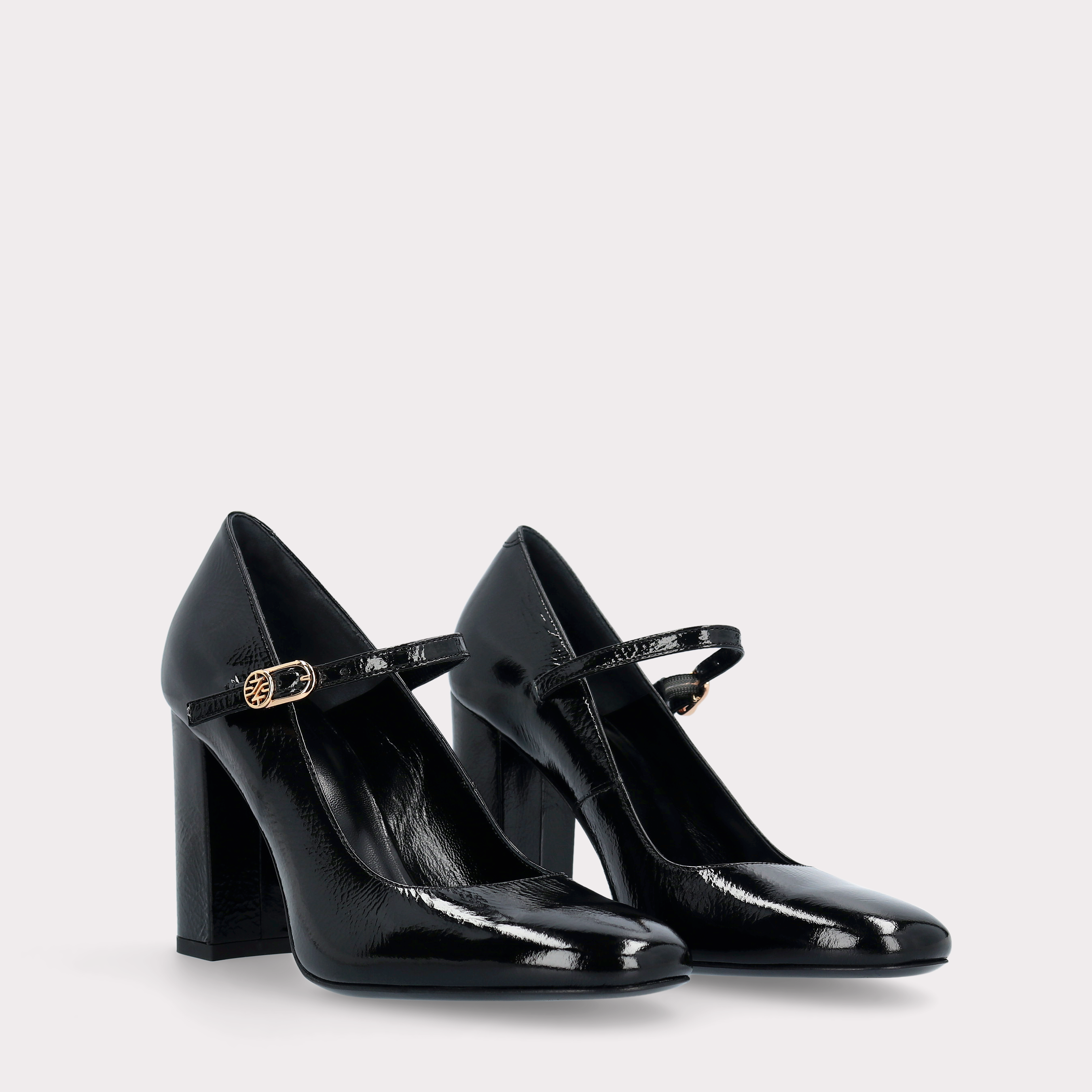 DELMA BEBE 02 BLACK CRUSHED PATENT LEATHER PUMPS