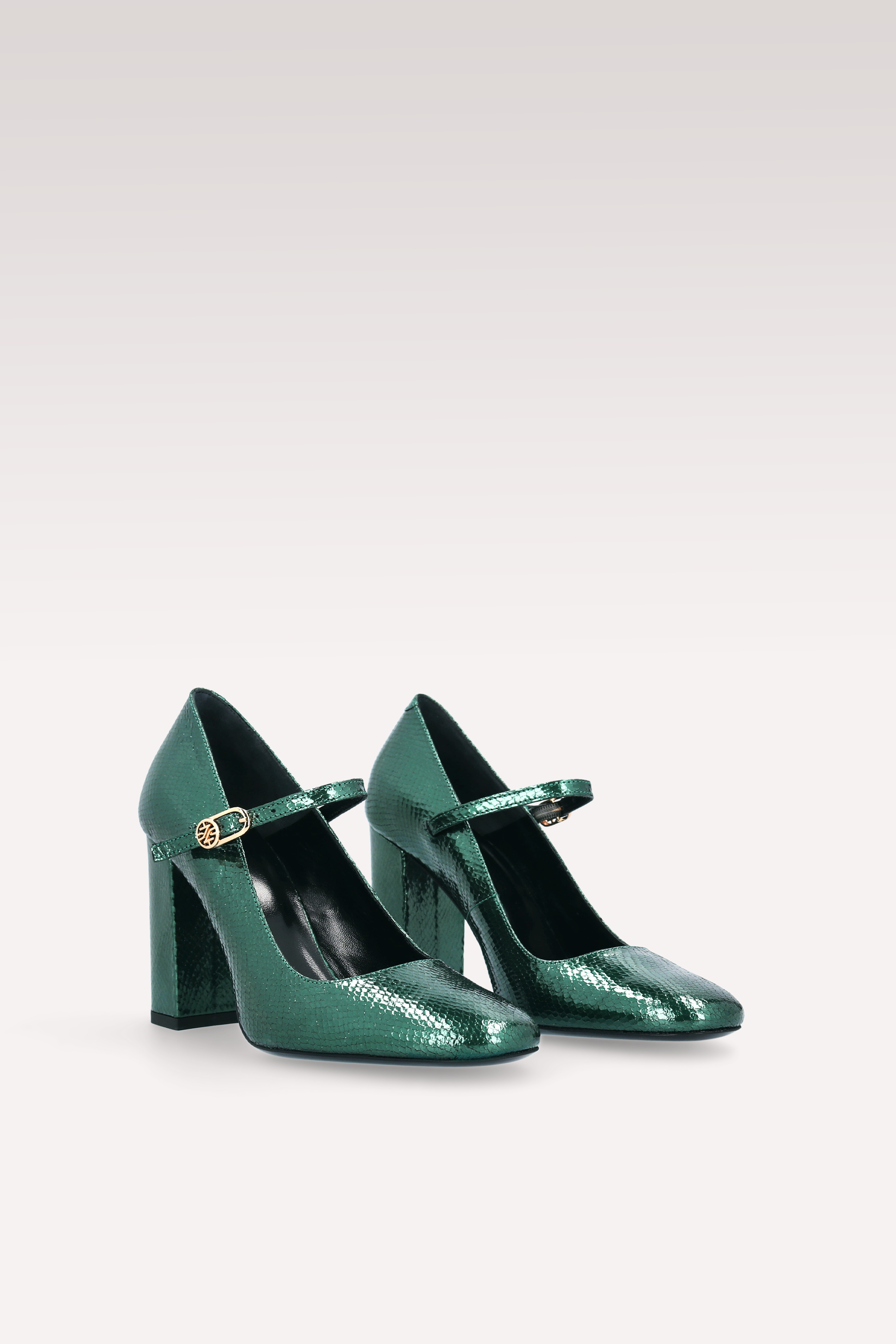 DELMA BEBE 02 MOSS GREEN MINI VIPER EMBOSSED LEATHER PUMPS